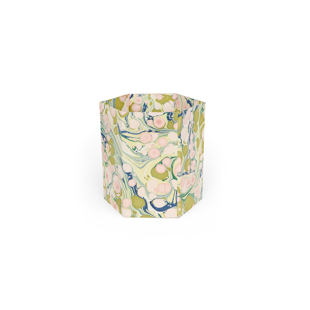 Meadow Stone – Hand Marbled Scalloped Basket (9.5" W x 9.5" D x 10.5" H.)
