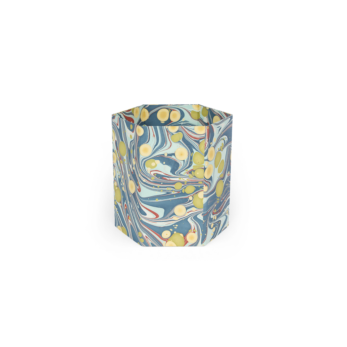 Ocean Stone – Hand Marbled Scalloped Basket (9.5" W x 9.5" D x 10.5" H.)