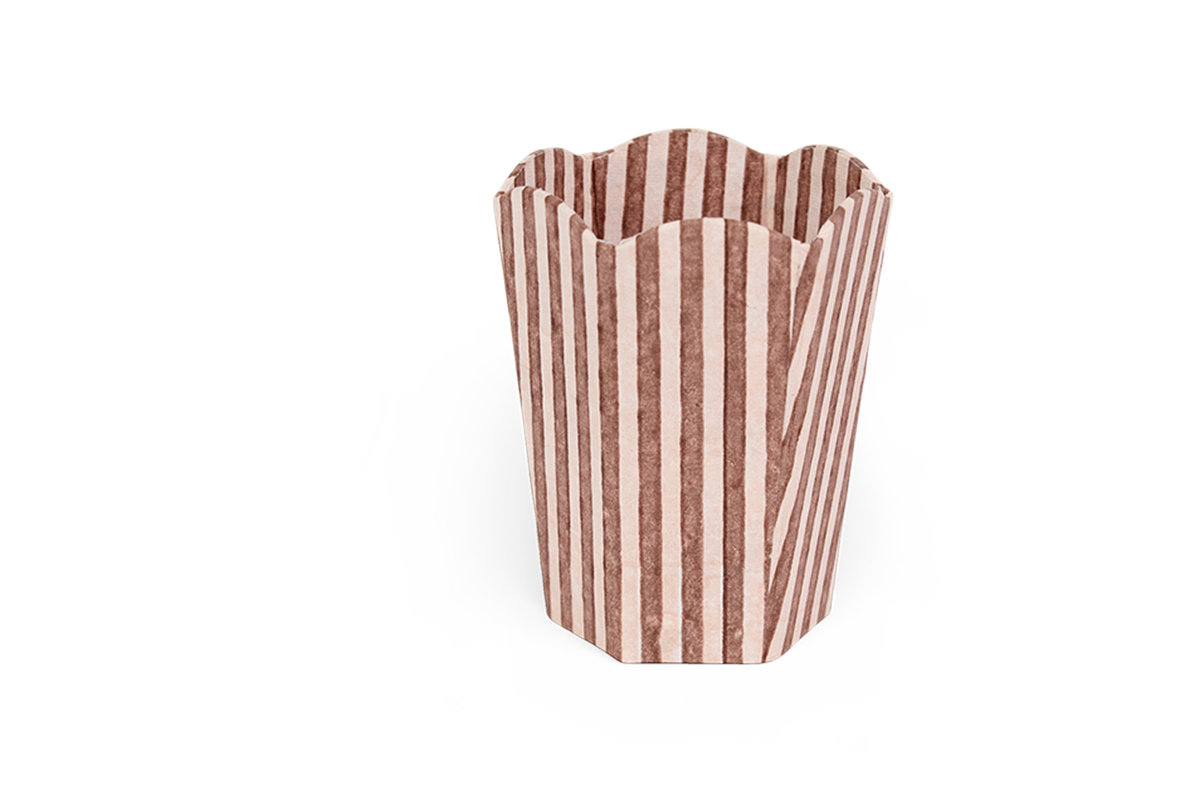Rose Stripe – Hand Block Printed Scalloped Pen Pot (3.25" W x 3.25" D x 4.5" H )