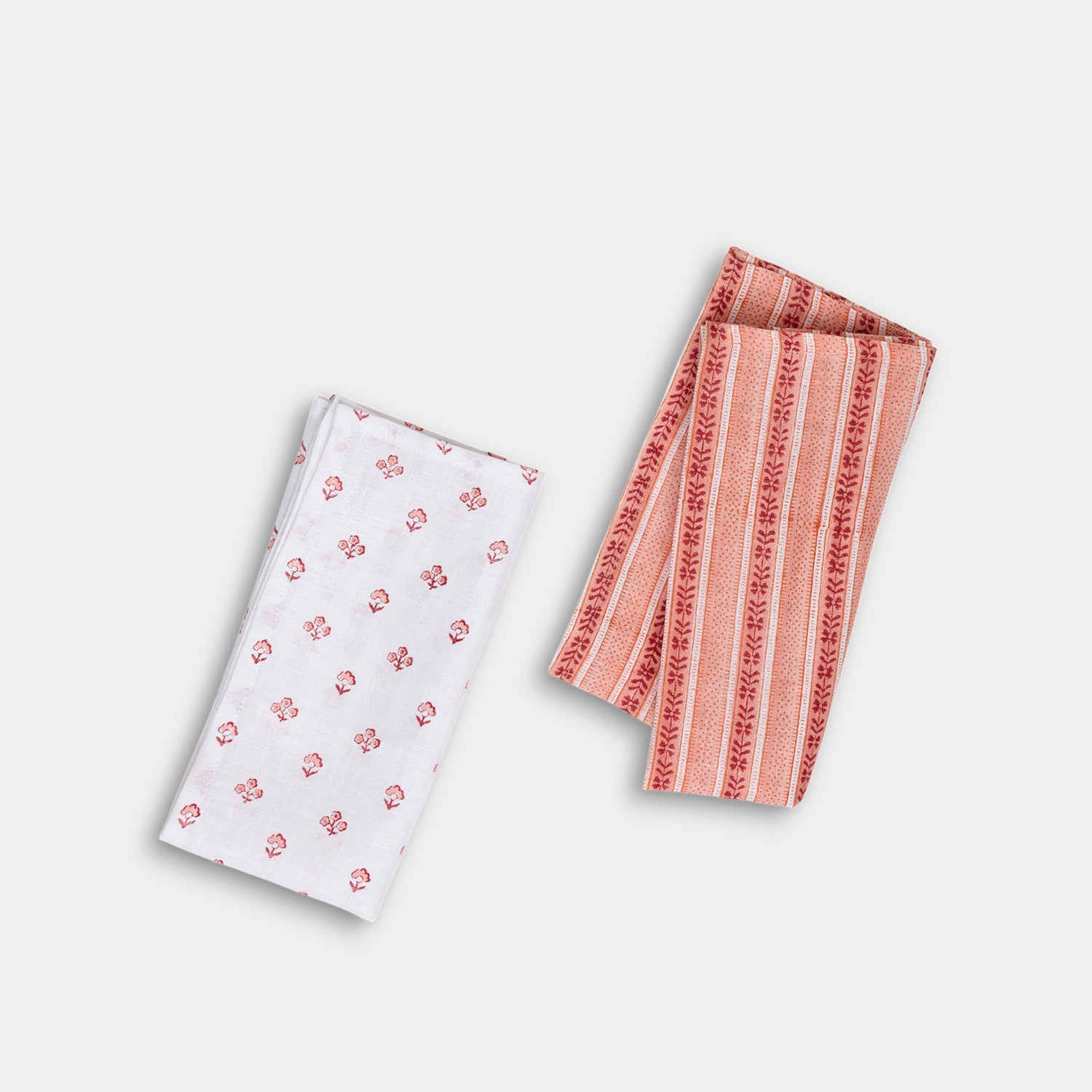 Blush Trail – Hand Block Printed Linen Napkin (Set of 2) (18" x 18")