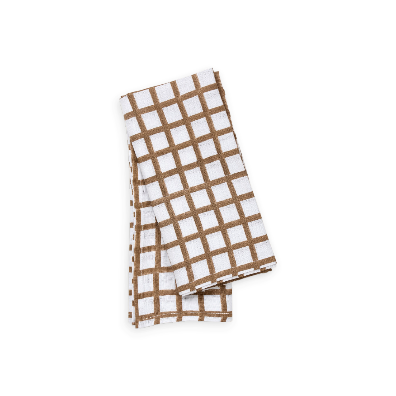 Clay Gridline – Hand Block Printed Linen Napkin (Set of 2) (18" x 18")