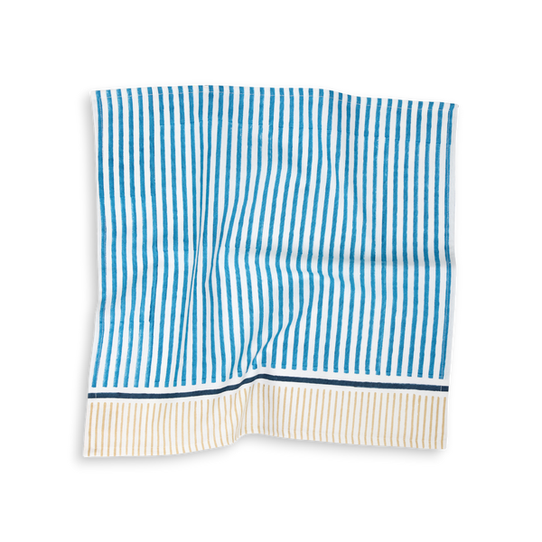 Harbor Stripe – Hand Block Printed Cotton Napkin (Set of 2) (18