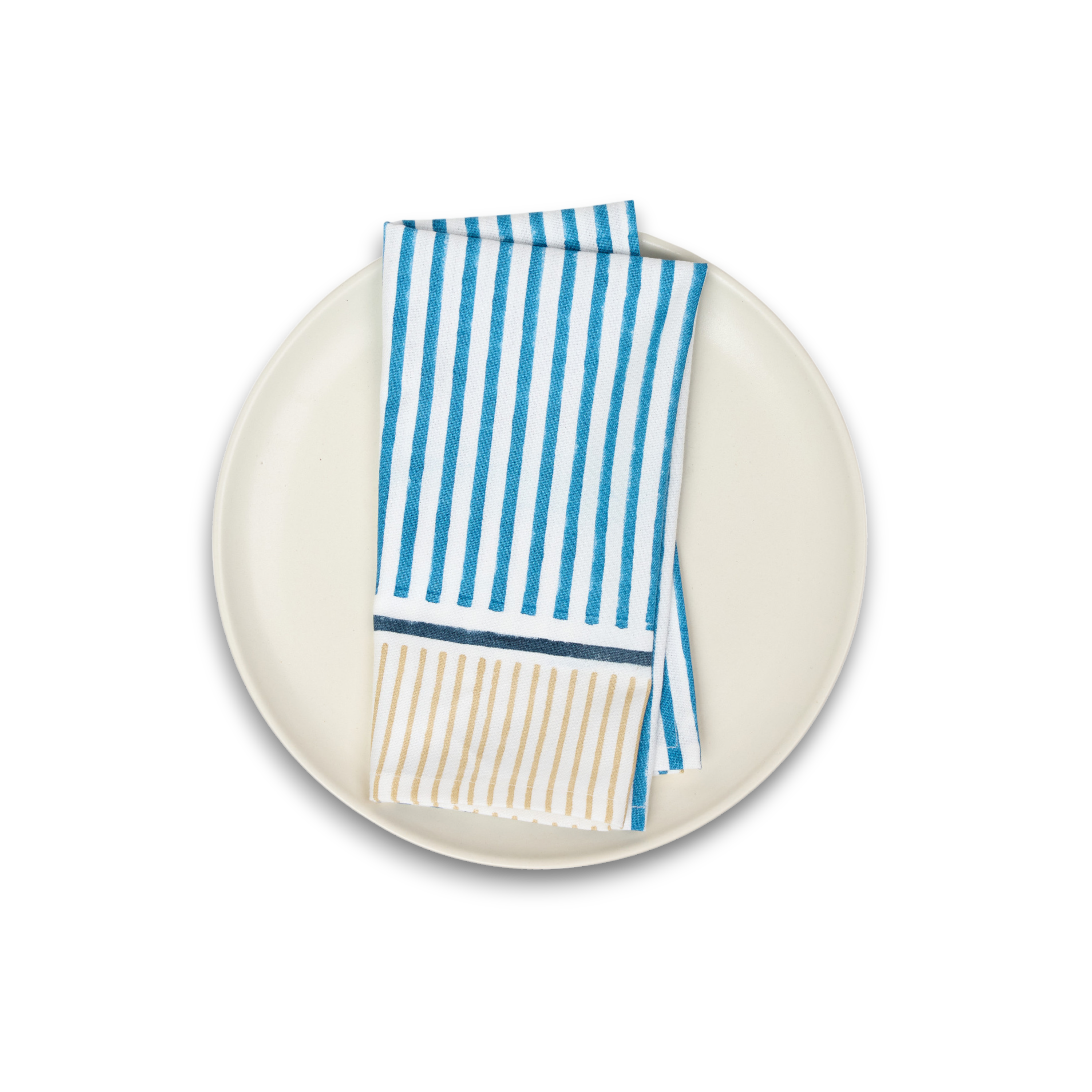 Harbor Stripe – Hand Block Printed Cotton Napkin (Set of 2) (18" x 18")