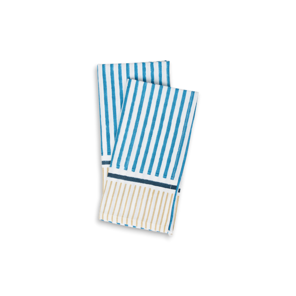 Harbor Stripe – Hand Block Printed Cotton Napkin (Set of 2) (18