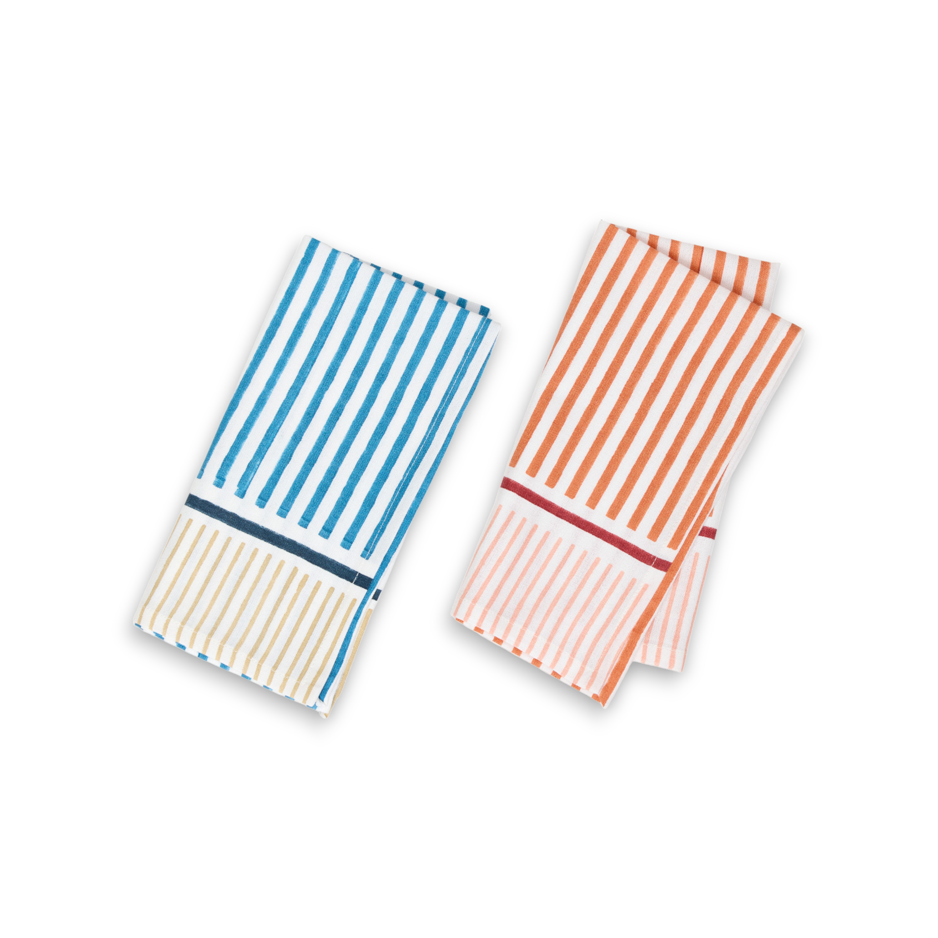 Harbor Stripe – Hand Block Printed Cotton Napkin (Set of 2) (18" x 18")