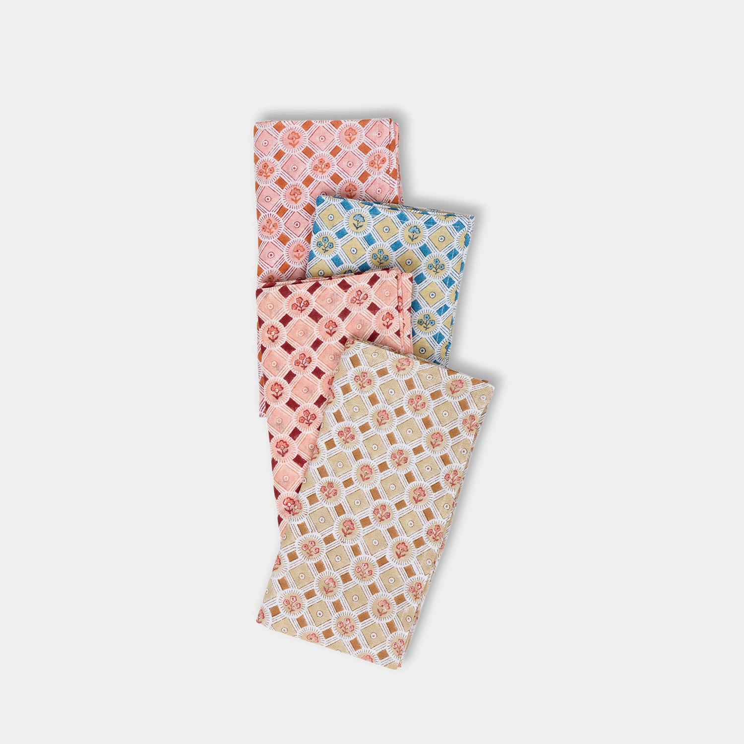 Noor Blush – Hand Block Printed Linen Napkin (Set of 2) (18" x 18")