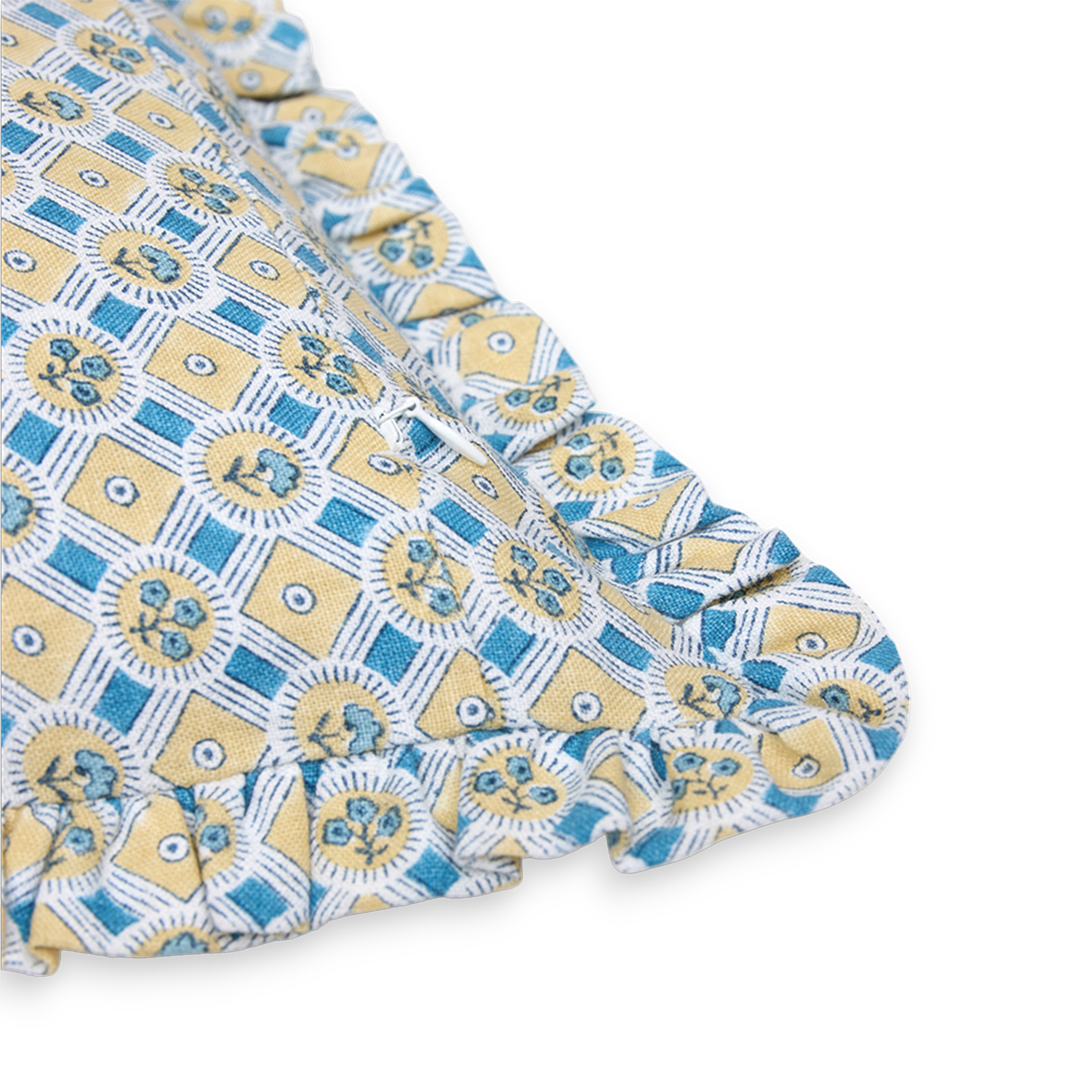 Saanjh Frill – Hand Block Printed Linen Pillow Cover (12" x 16")
