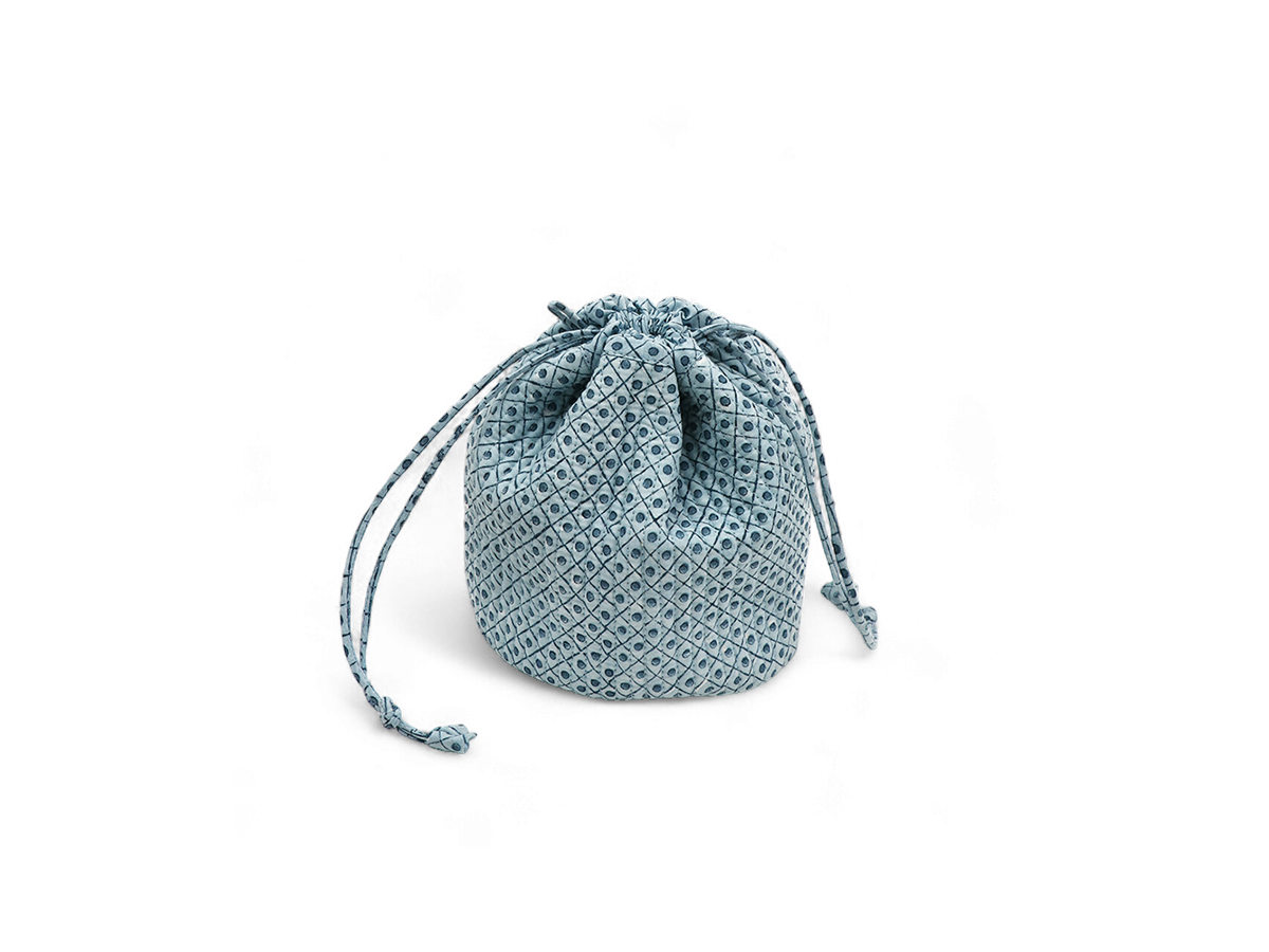 Myra Blue – Hand Block Printed Quilted Pouch (Jewelry & Beauty Organizer)