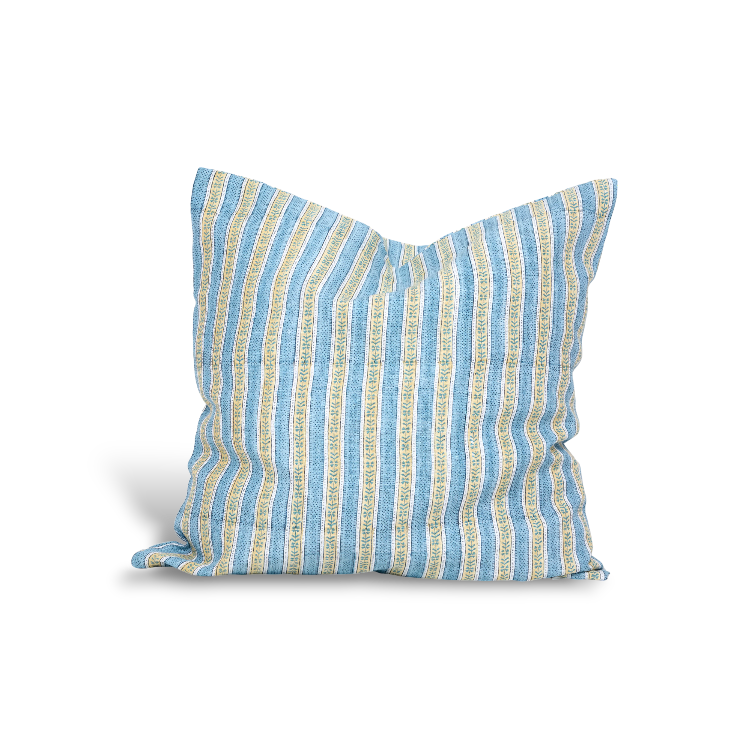 Reva Blue - Hand Block Printed Linen Pillow Cover ( 20" x 20")