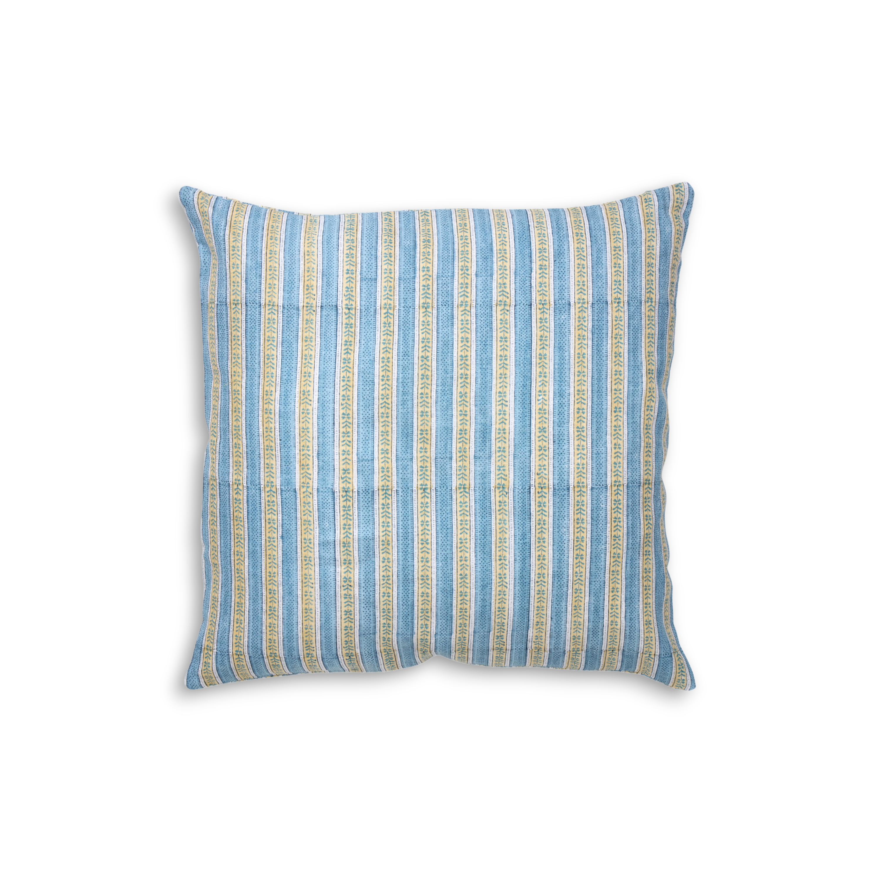 Reva Blue - Hand Block Printed Linen Pillow Cover ( 20" x 20")