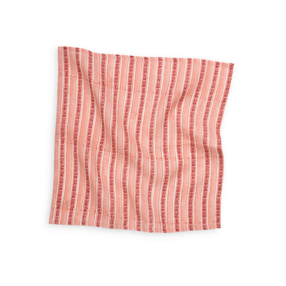 Blush Trail – Hand Block Printed Linen Napkin (Set of 2) (18" x 18")