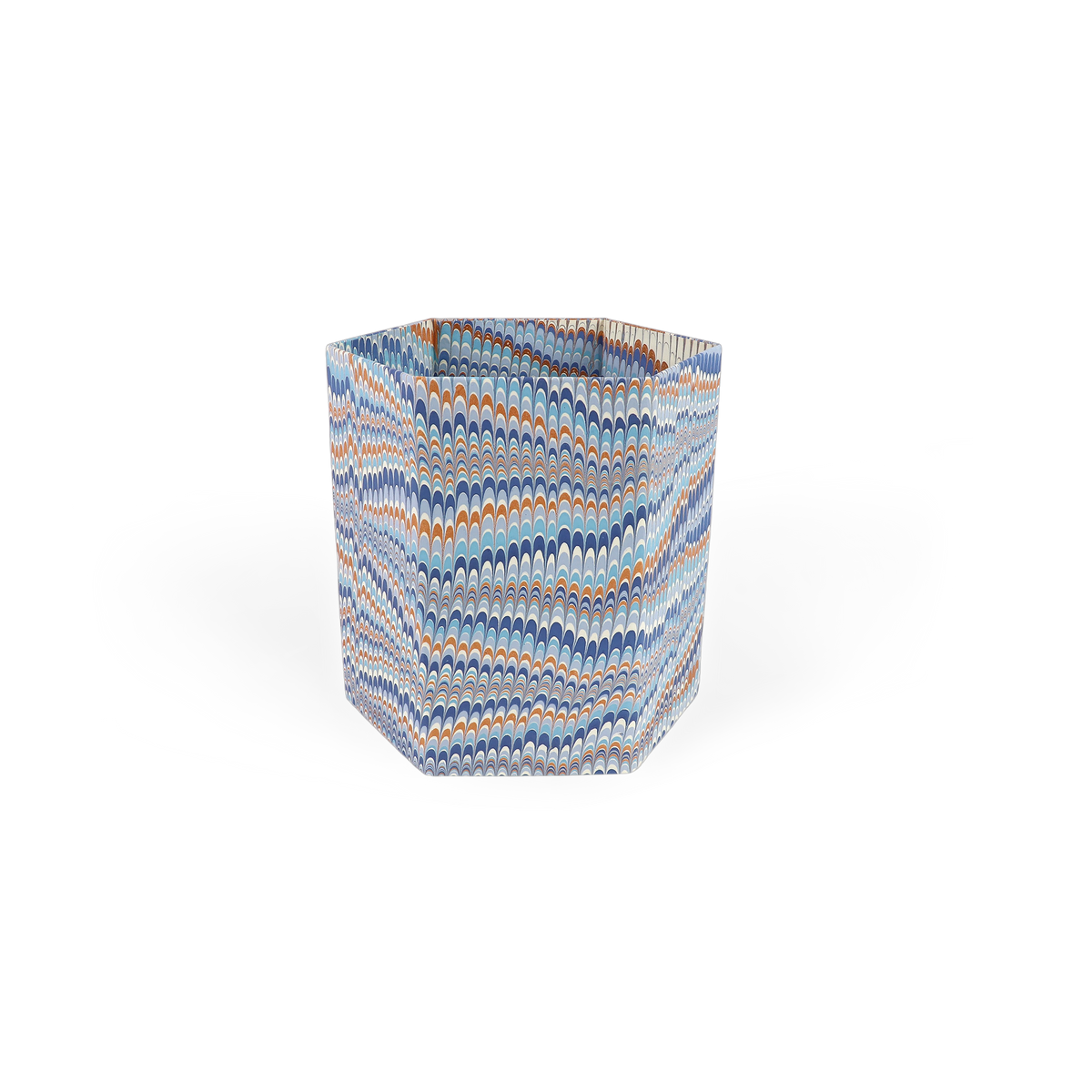 Harbor Blue Mountain – Hand Marbled Collapsible Basket (9.5" x 9.5" x 10.5")