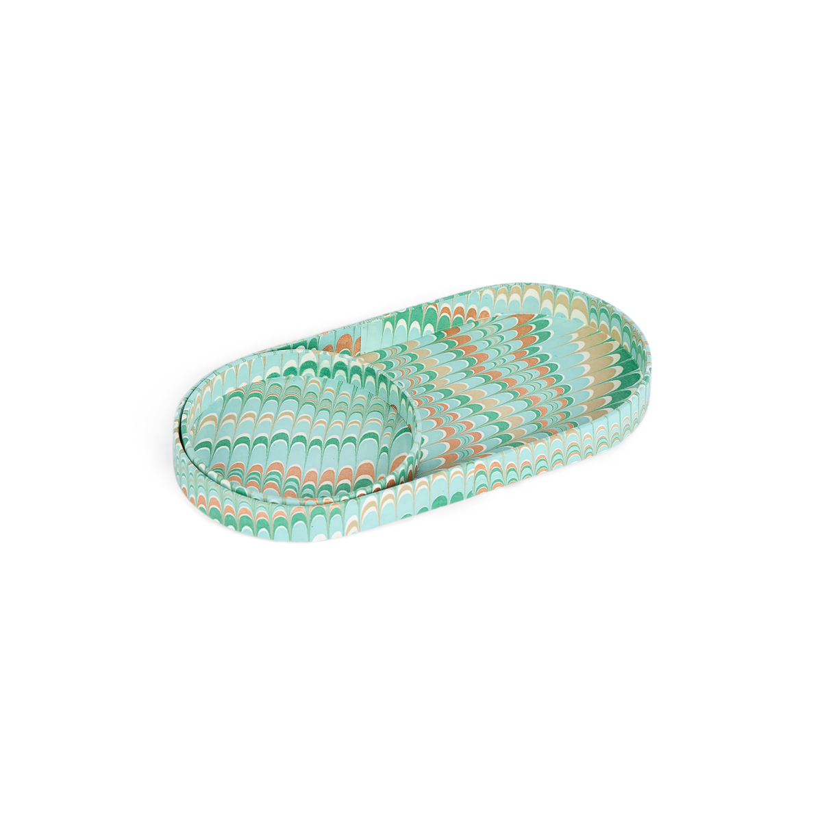 Celadon Green Mountain – Hand Marbled Tray Set (Set of 2) (Large: 4.5" x 9" x 1") (Small: 4" x 4" x 0.6")