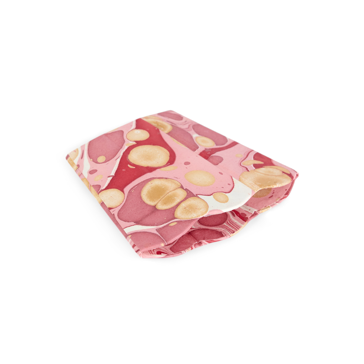 Garnet Red Fire Whirl – Hand Marbled Scalloped Pen Pot (3.25" W x 3.25" D x 4.5" H )
