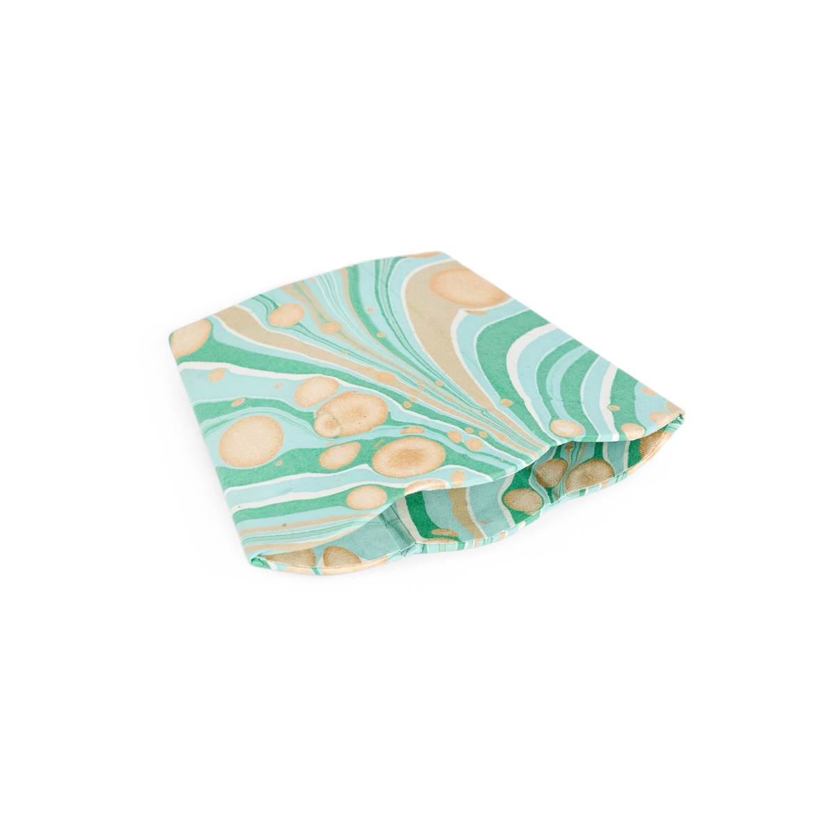 Celadon Green Fire Whirl – Hand Marbled Scalloped Pen Pot (3.25" W x 3.25" D x 4.5" H)