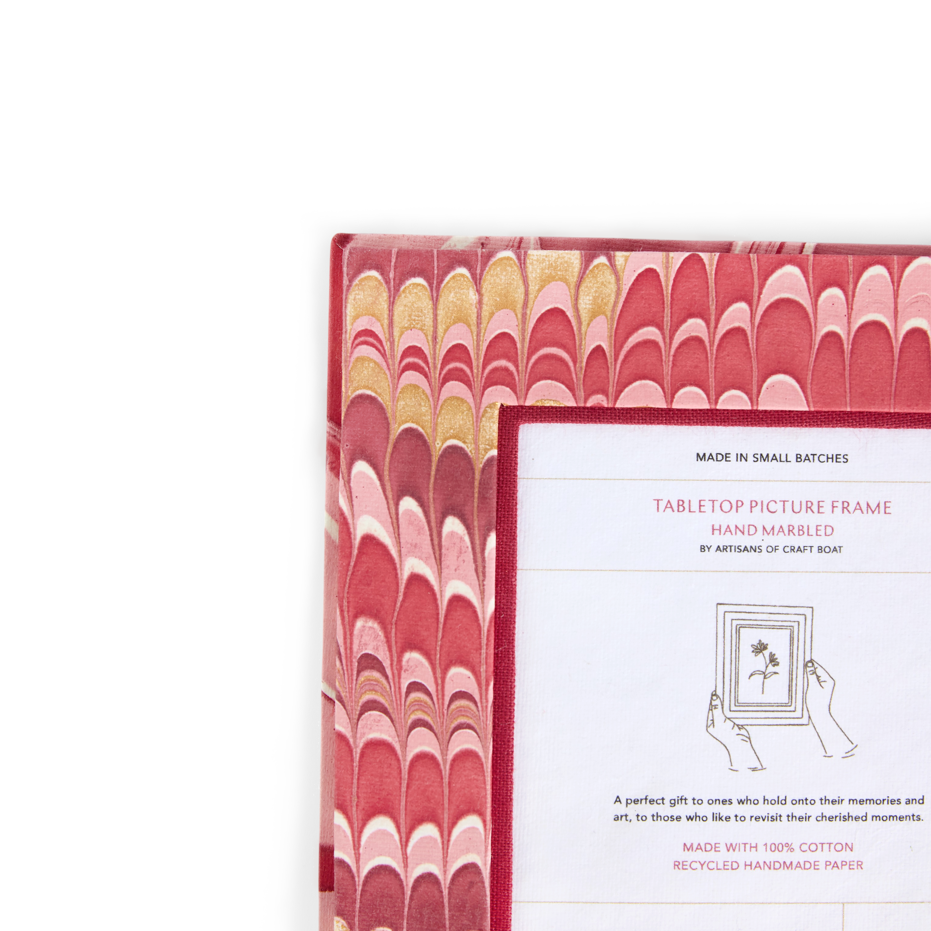 Garnet Red Mountain – Hand Marbled Tabletop Picture Frame (7.25" x 5.75", fits 6" x 4" photo)