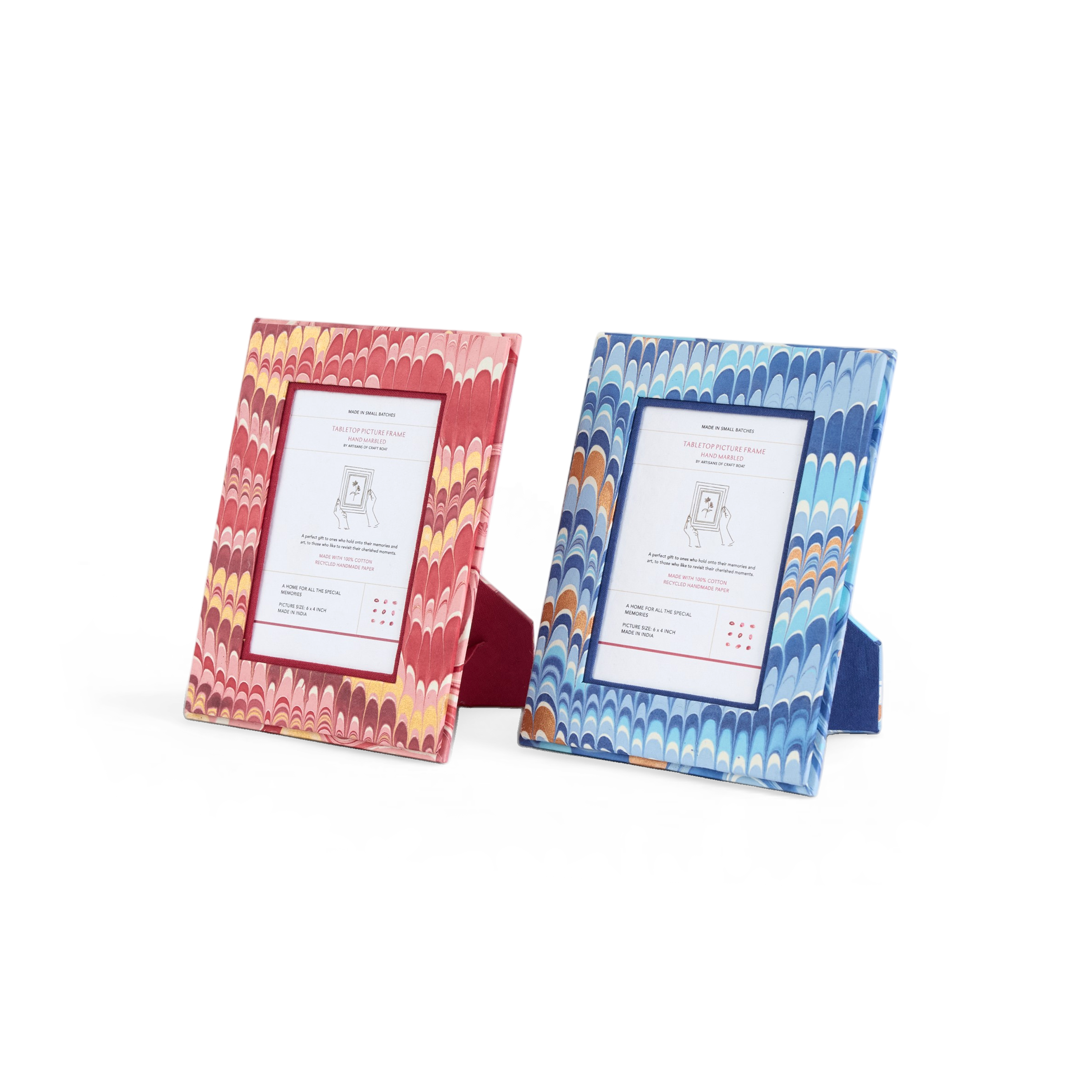 Garnet Red Mountain – Hand Marbled Tabletop Picture Frame (7.25" x 5.75", fits 6" x 4" photo)