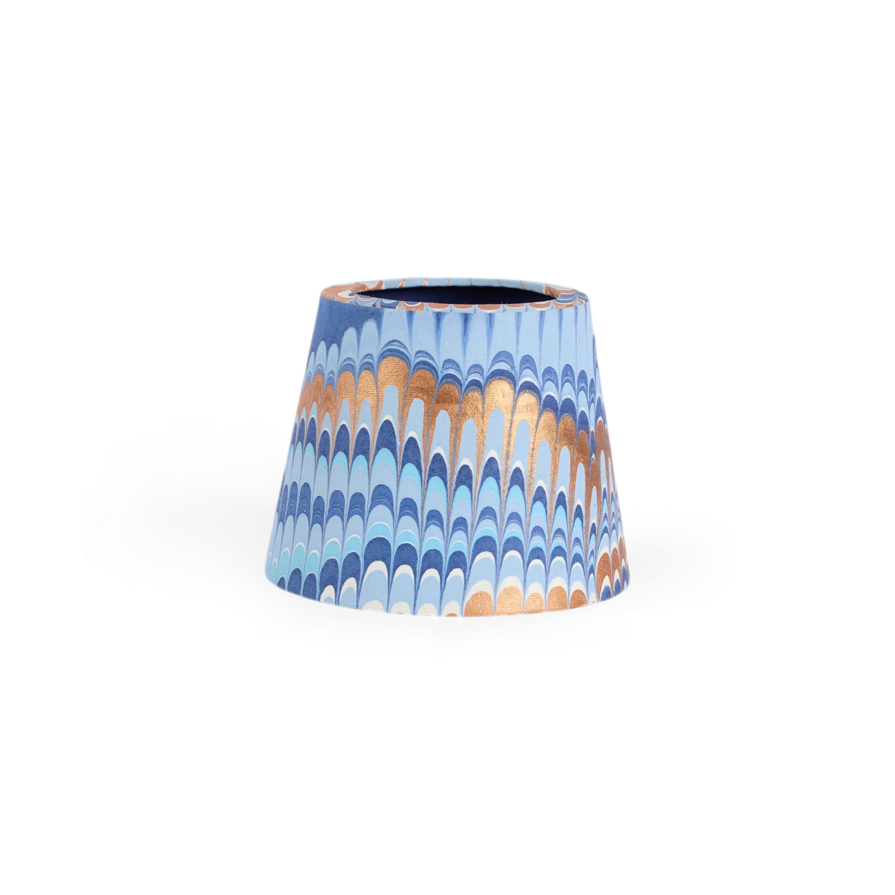 Harbor Blue Mountain – Hand Marbled Lampshade Cover (3.75" H x 4.5" W x 3.5" Ø | 100% Recycled Cotton Handmade Paper)