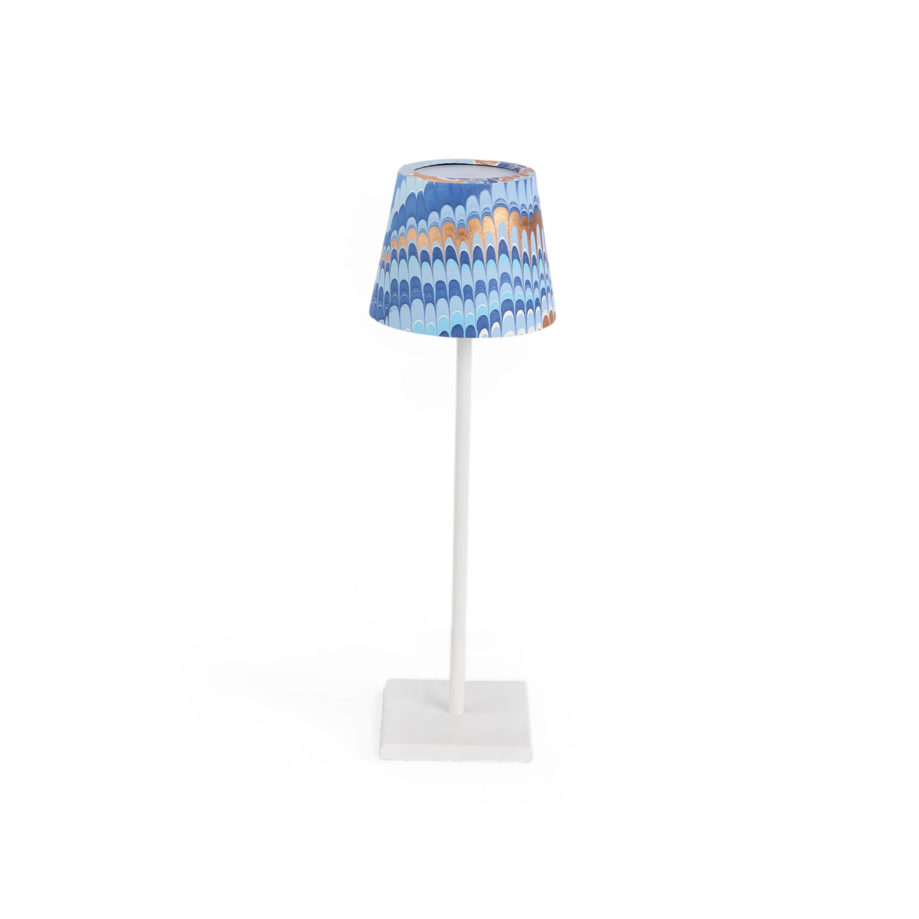 Harbor Blue Mountain – Hand Marbled Lampshade Cover (3.75" H x 4.5" W x 3.5" Ø | 100% Recycled Cotton Handmade Paper)