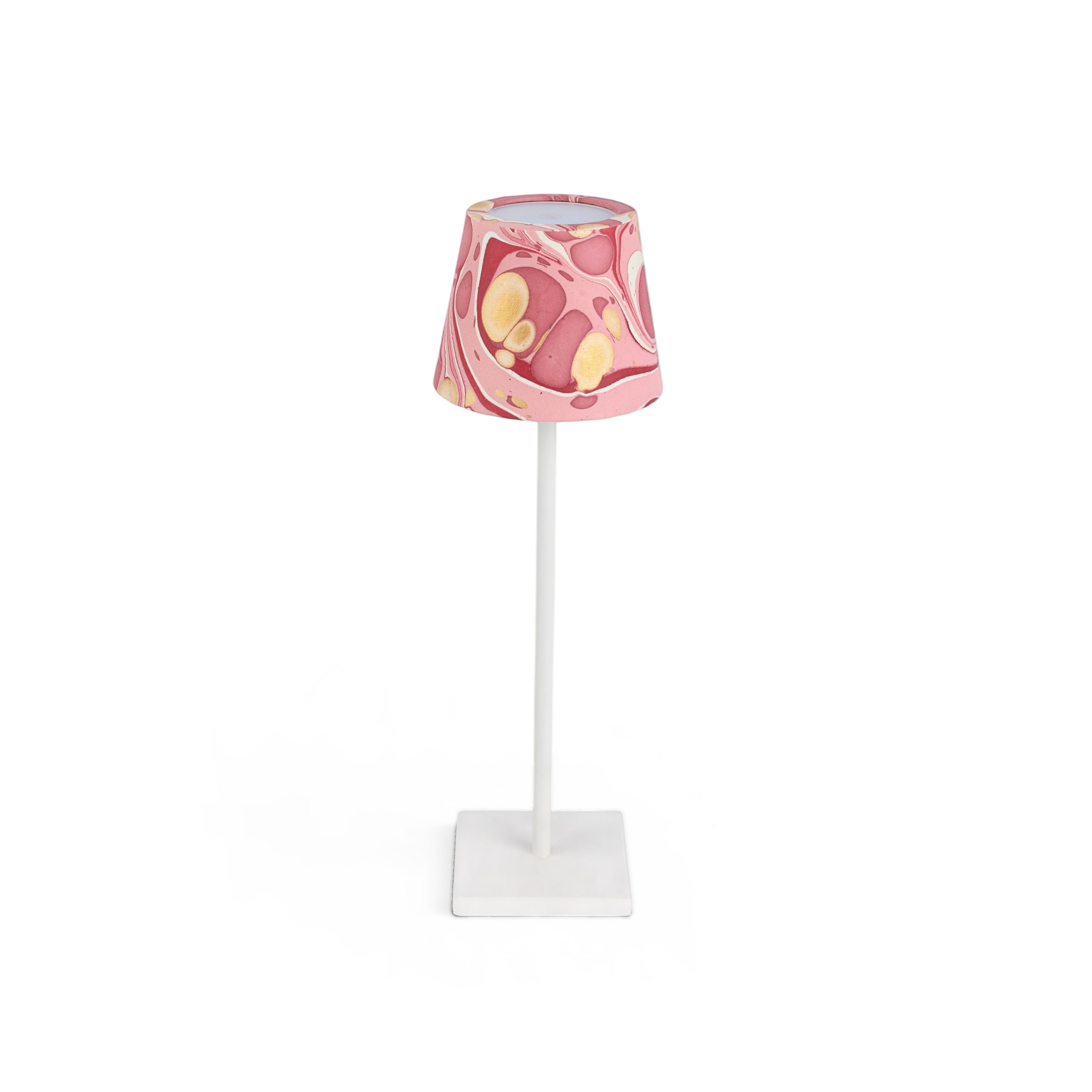 Garnet Red Fire Whirl – Hand Marbled Lampshade Cover (3.75" H x 4.5" W x 3.5" Ø | 100% Recycled Cotton Handmade Paper)