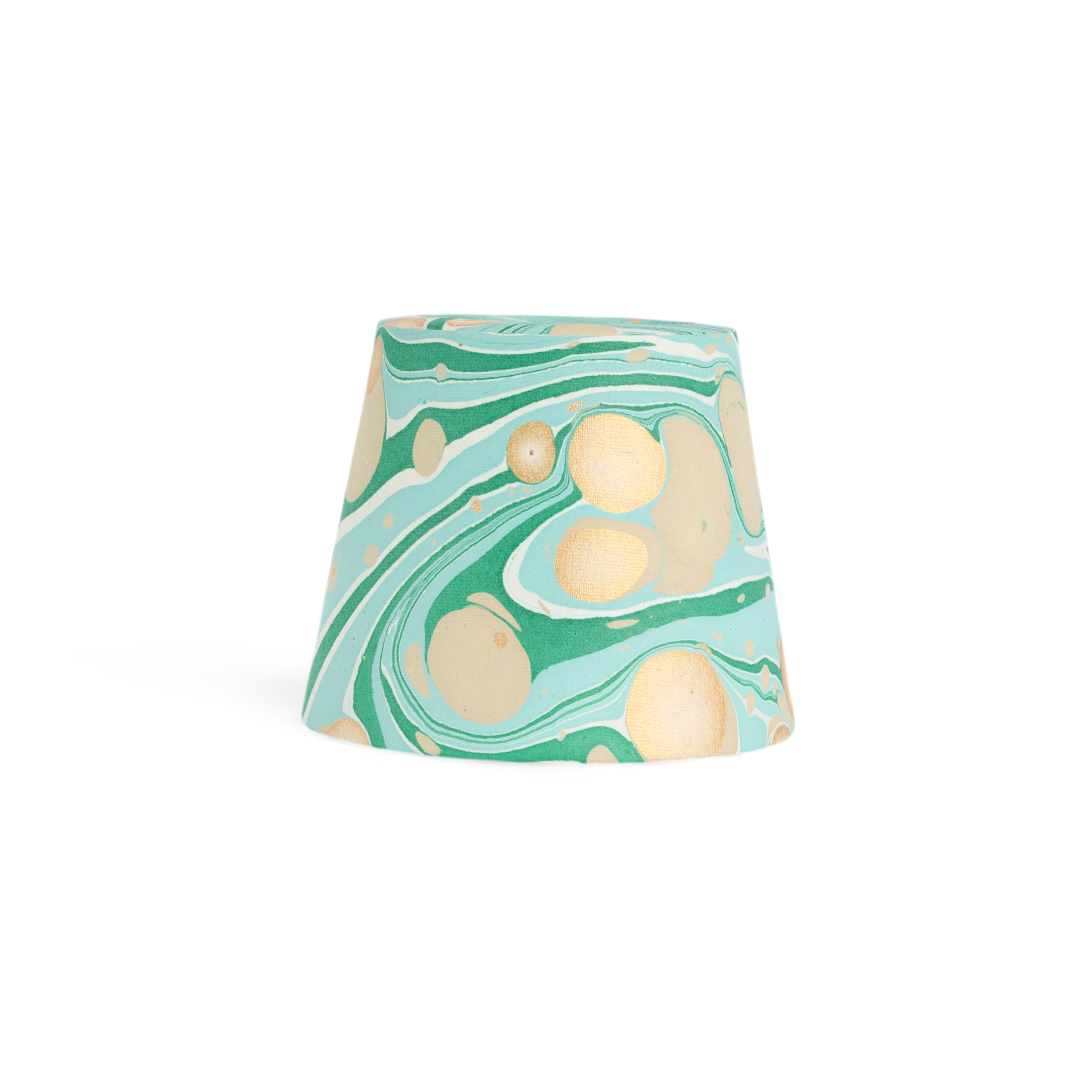 Celadon Green Fire Whirl – Hand Marbled Lampshade Cover (3.75" H x 4.5" W x 3.5" Ø | 100% Recycled Cotton Handmade Paper)