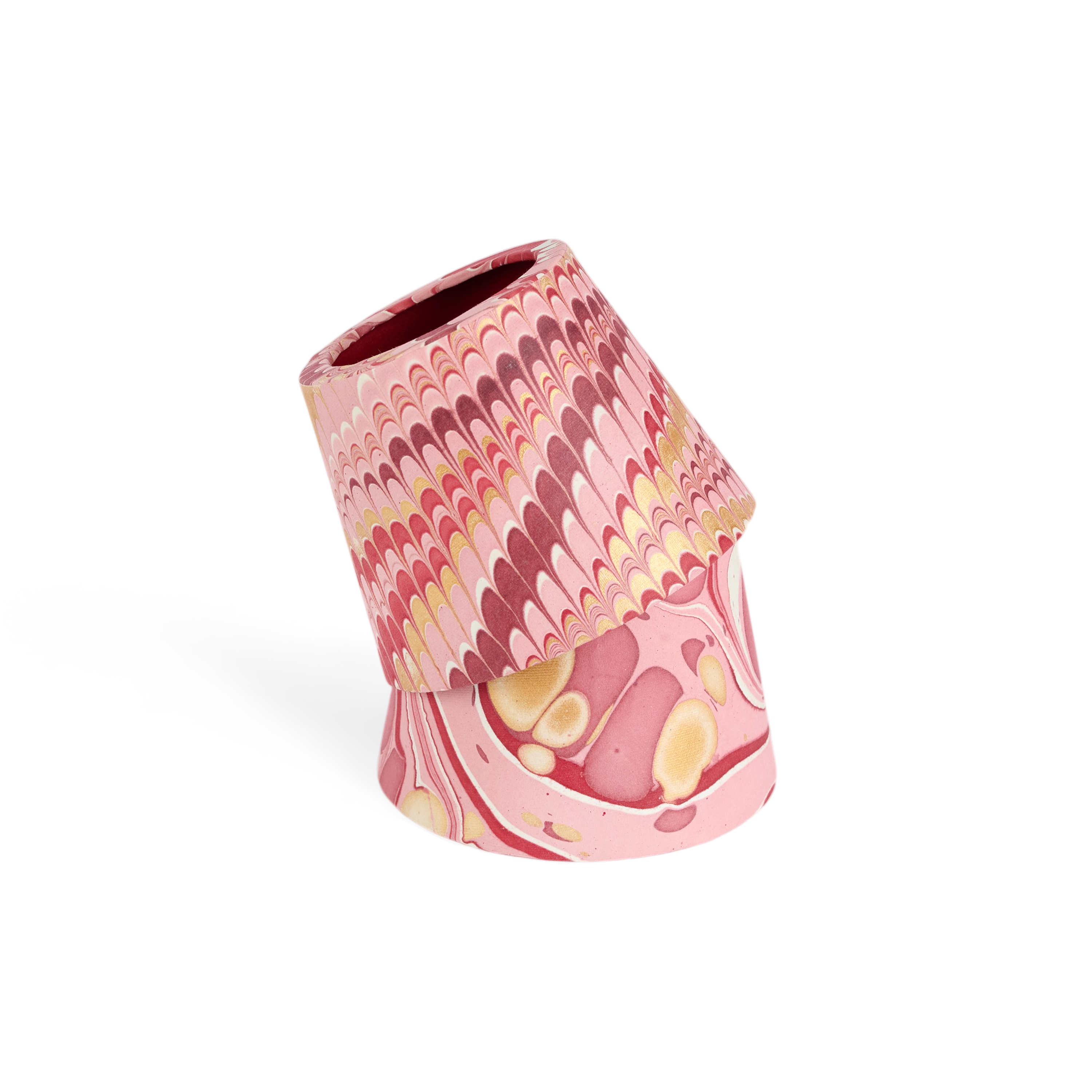 Garnet Red Mountain – Hand Marbled Lampshade Cover (3.75" H x 4.5" W x 3.5" Ø | 100% Recycled Cotton Handmade Paper)