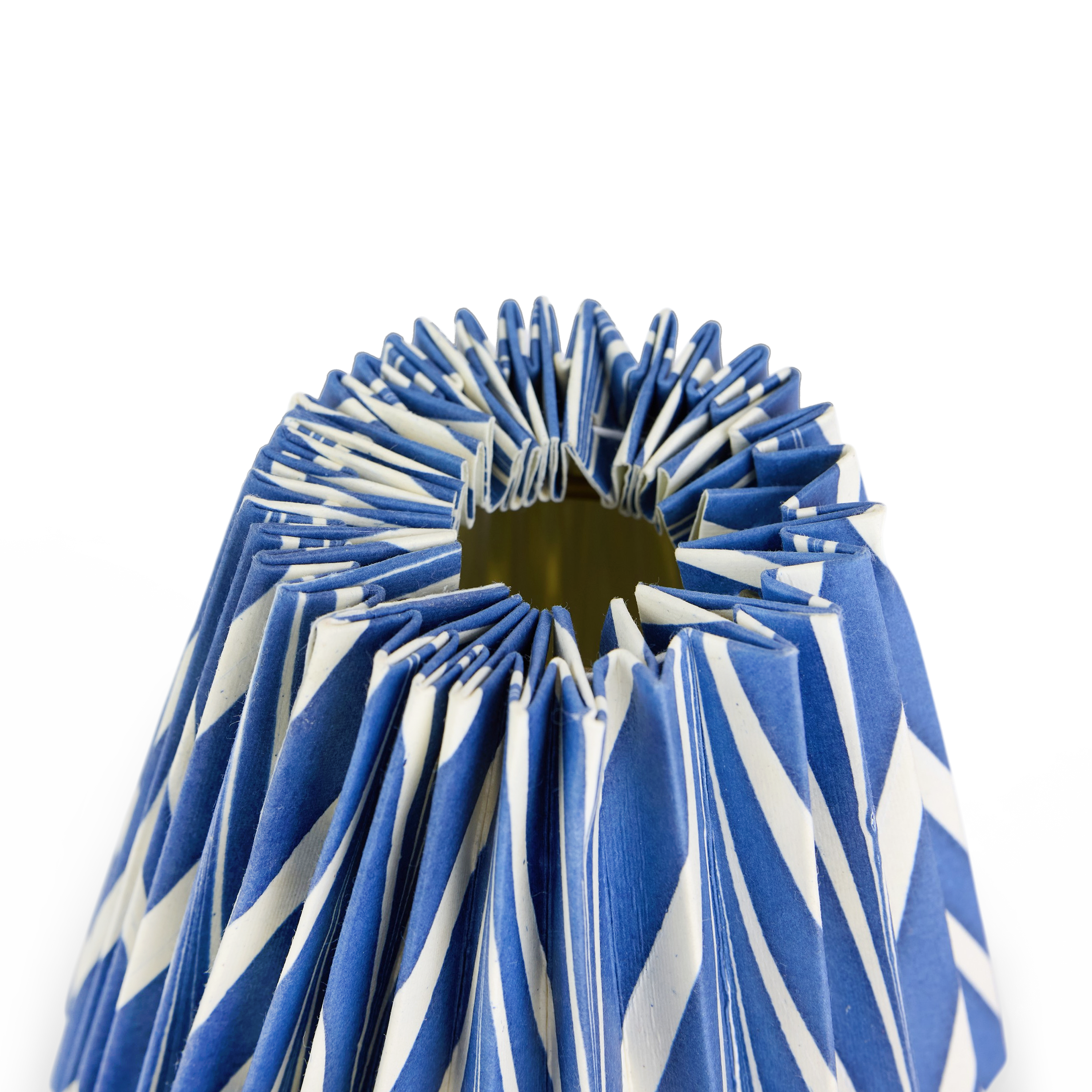Harbor Blue Banyan – Hand Marbled Pleated Lampshade ( 5.5” H X 6.75” W x 3.5 Ø | 100% Recycled Cotton Paper)