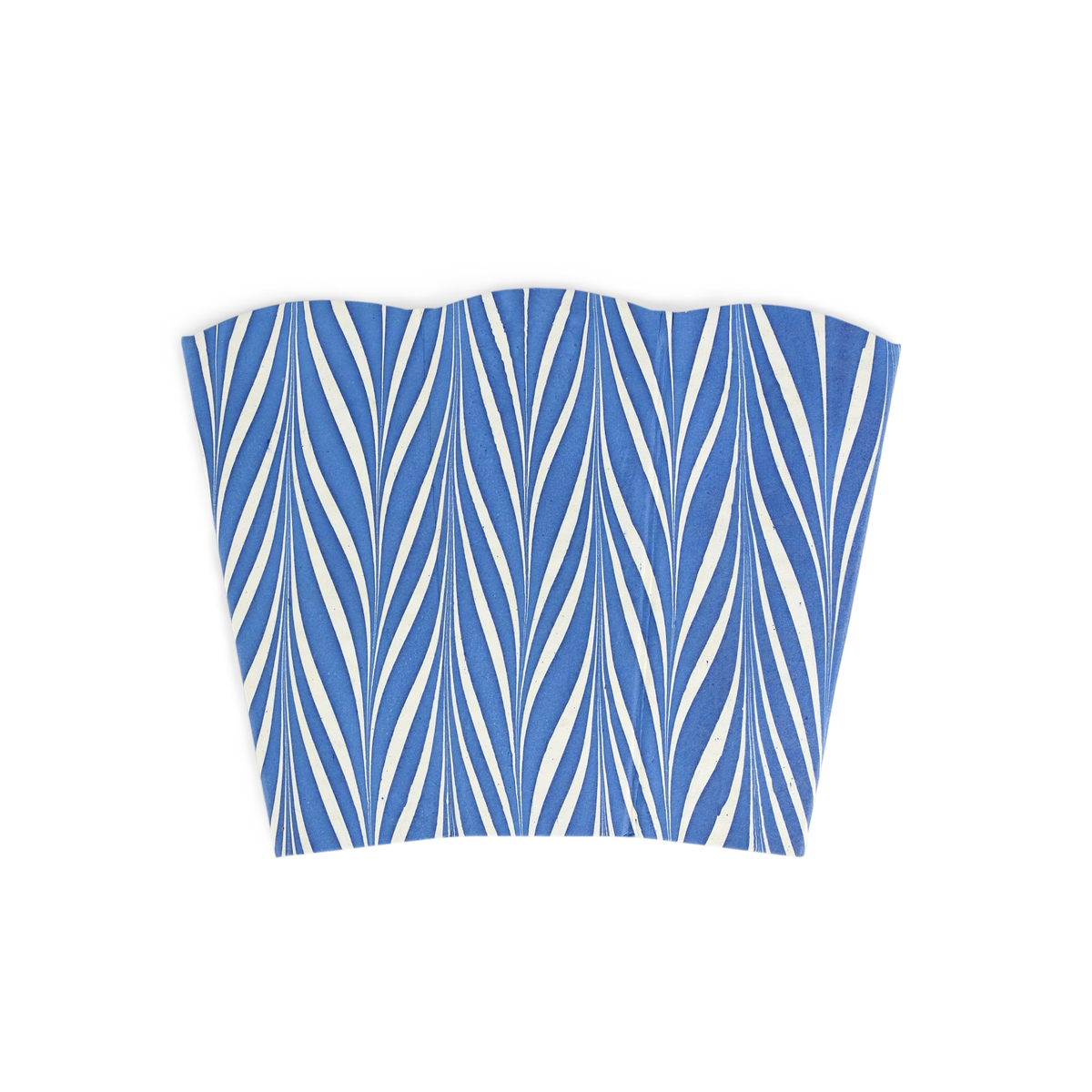 Harbor Blue Banyan – Hand Marbled Scalloped Basket (9.5" W x 9.5" D x 12" H)