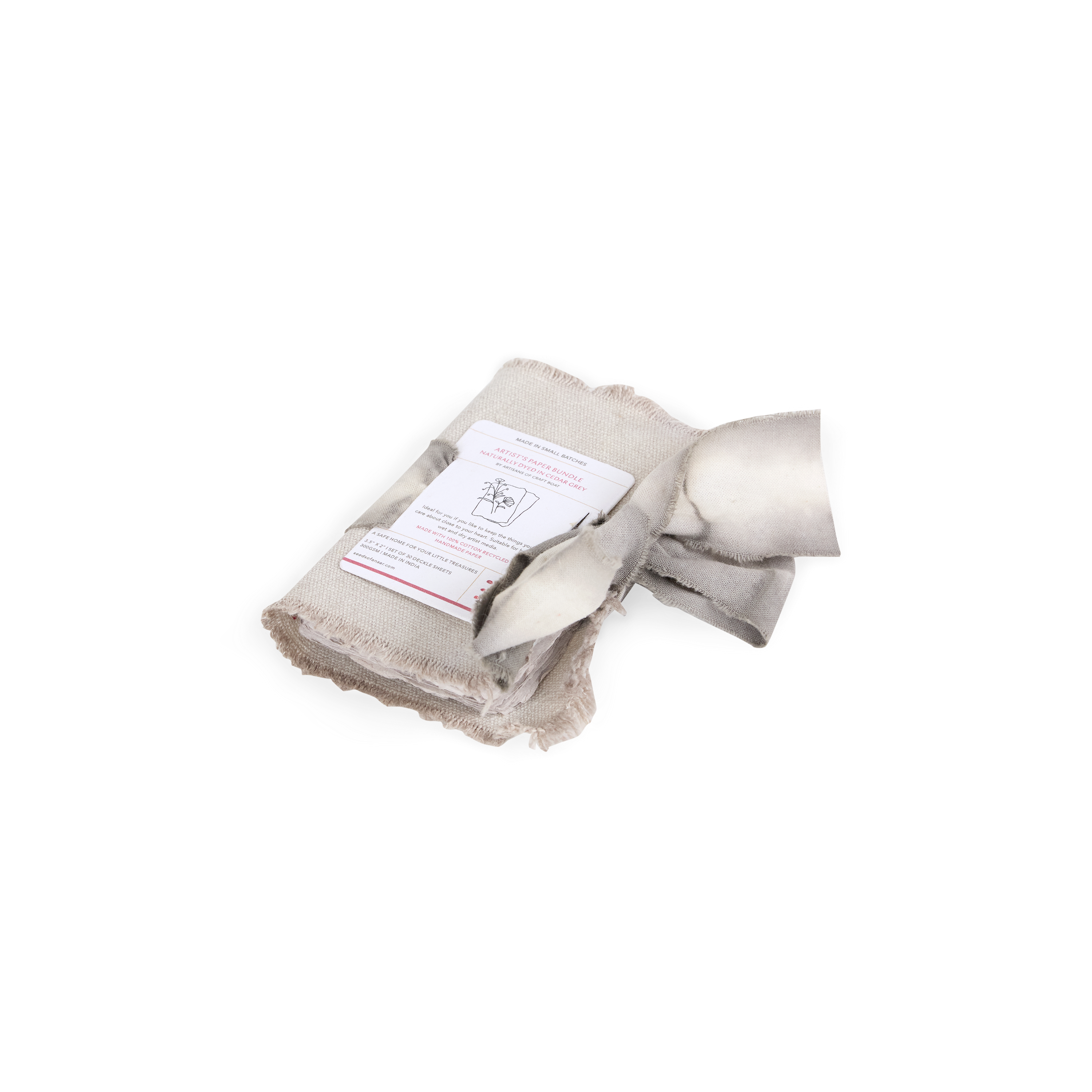 Cedar – Handmade Recycled Cotton Paper Set Small (3.5” x 2” | 30 Sheets | 300 GSM)