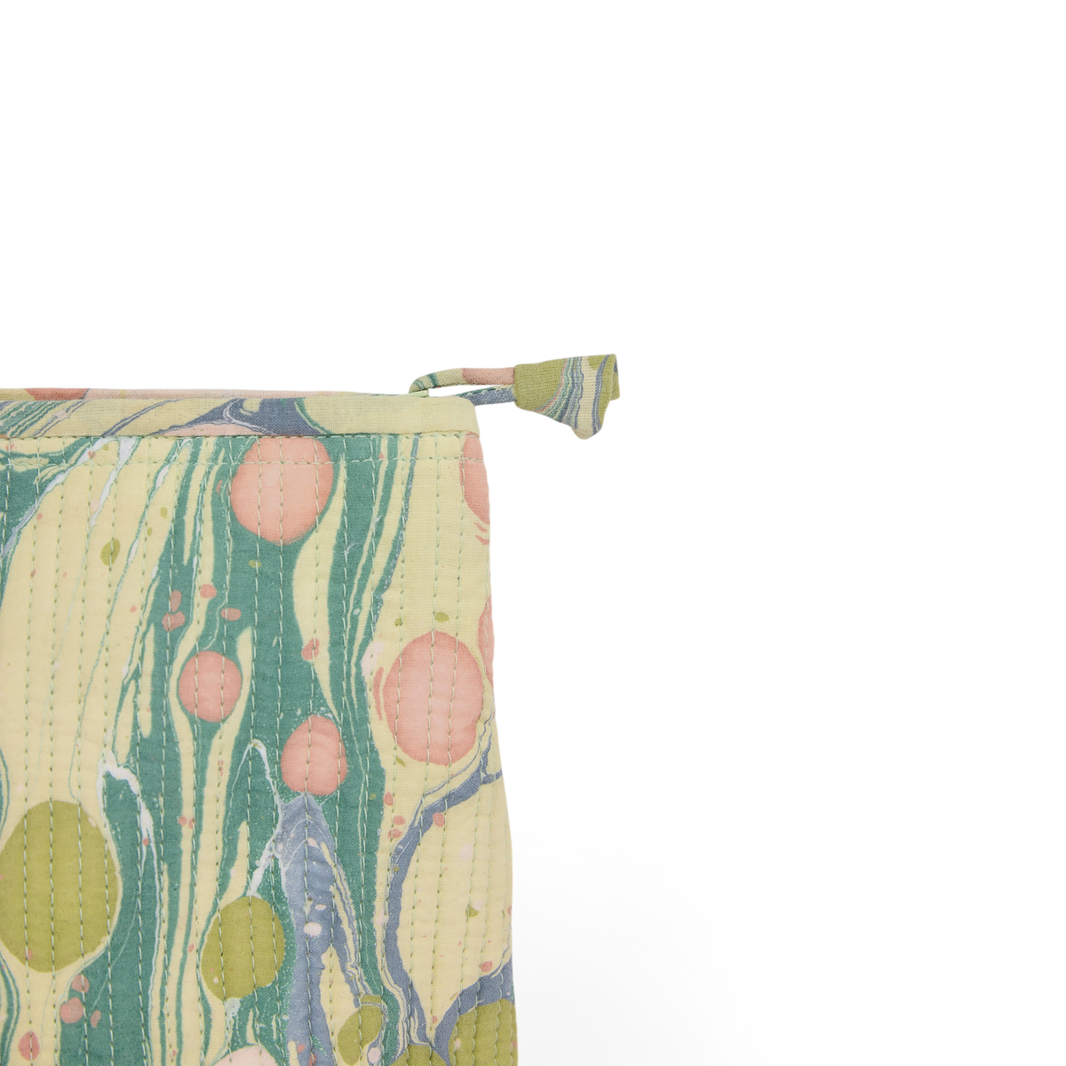 Meadow Stone – Hand Marbled Quilted Cotton Pouch Large – 9.5" × 6.5" × 3"