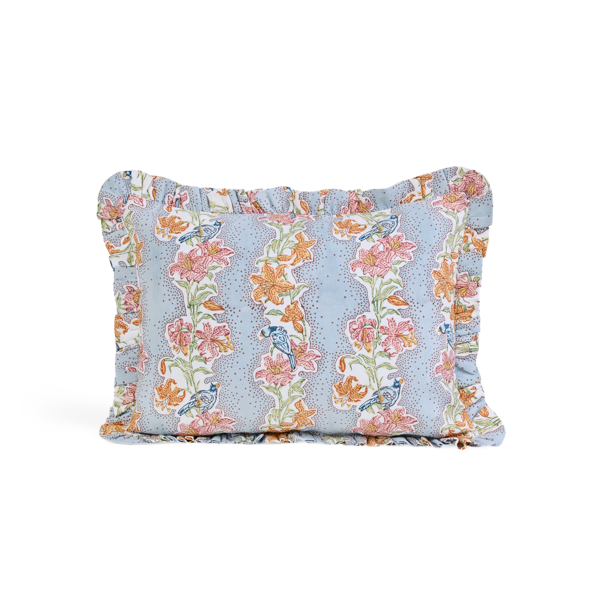 Sky Garden – Hand Block Printed Linen Pillow Cover (12" x 16")