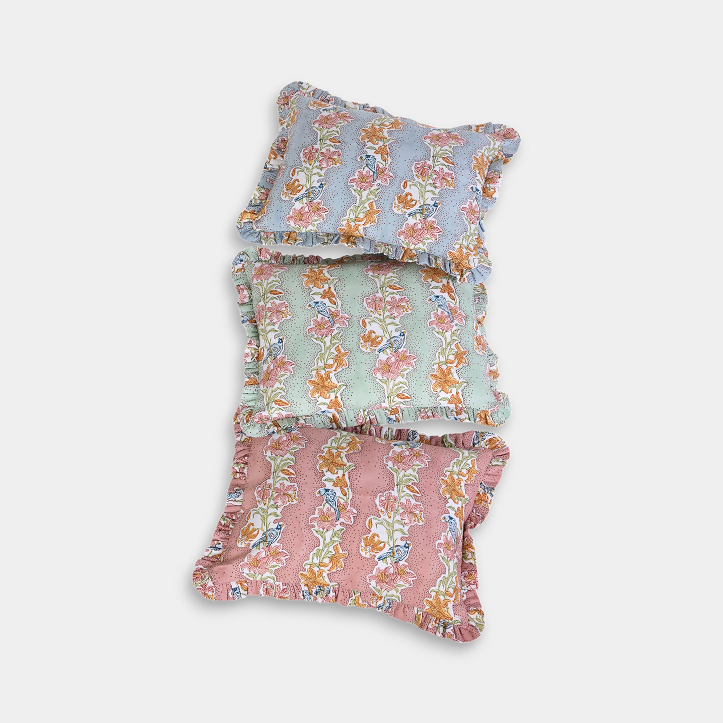 Rose Garden – Hand Block Printed Linen Pillow Cover (12" x 16")