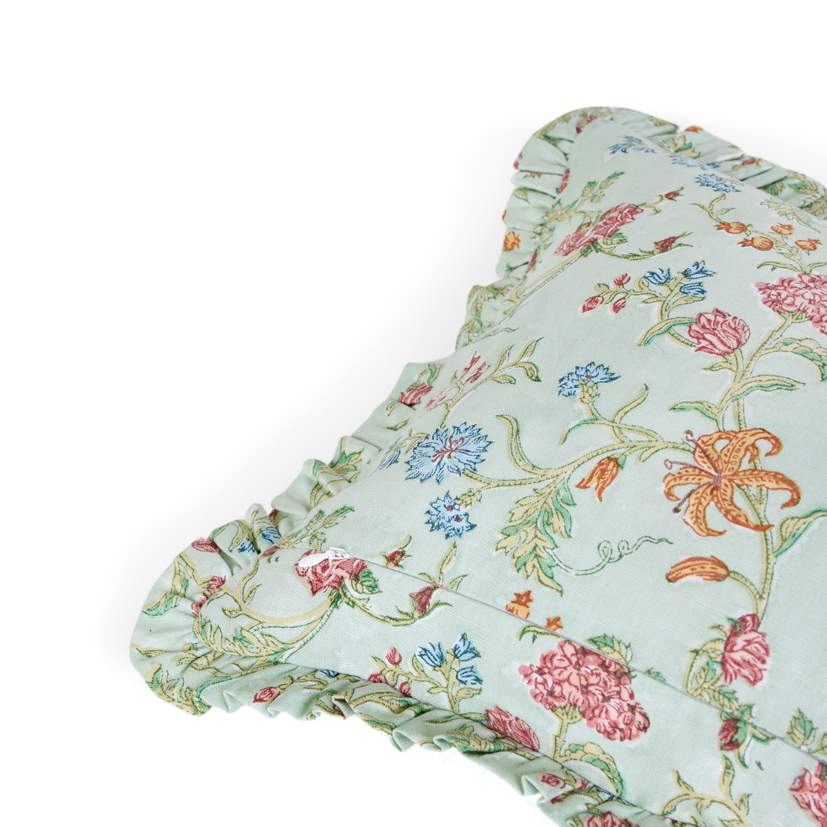 Spring Meadow – Hand Block Printed Linen Pillow Cover (12" x 16")