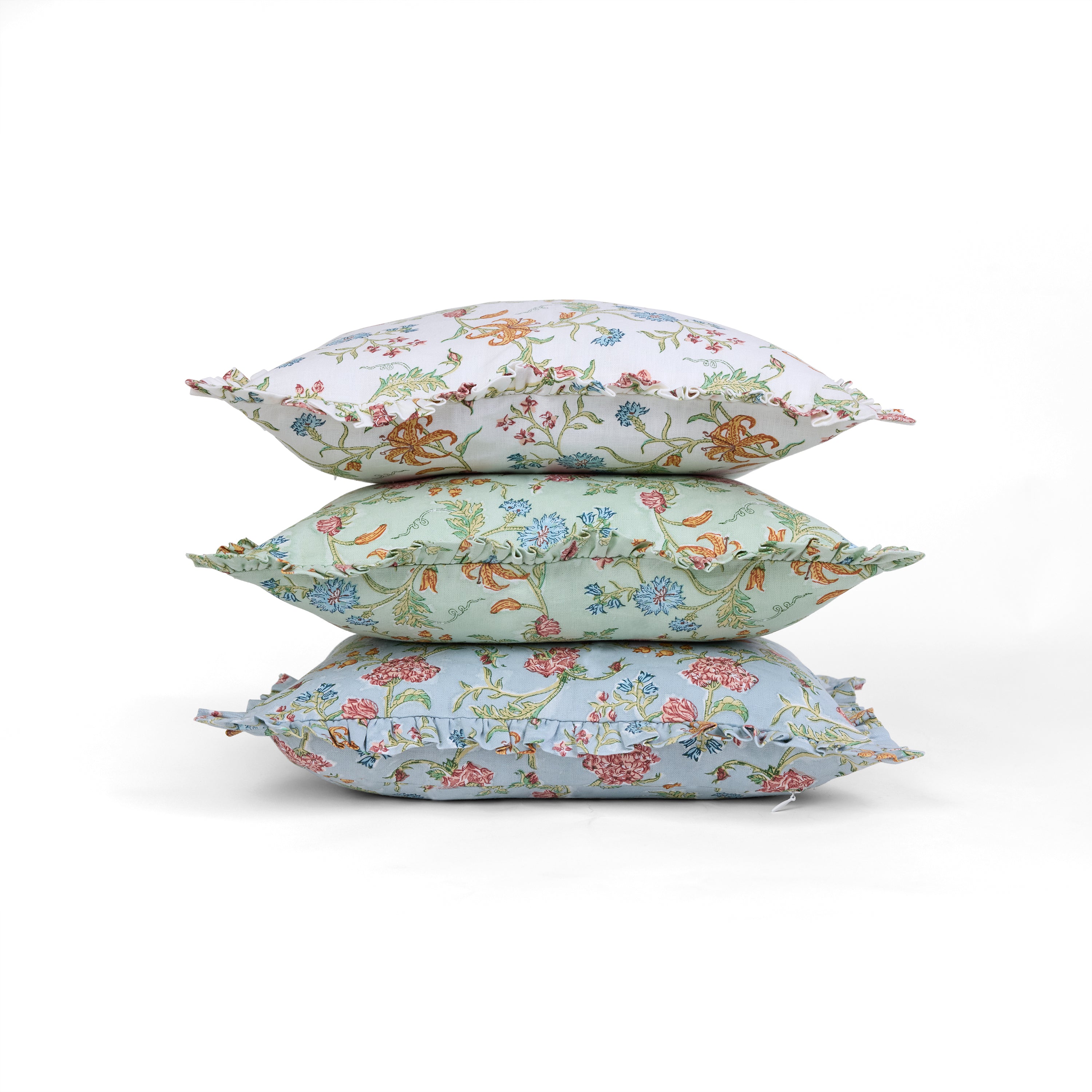 Neel Bagh – Hand Block Printed Linen Pillow Cover (12" x 16")
