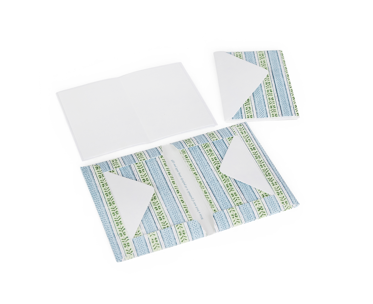 Misty Meadow – Hand Block Printed Greeting Card Set (6” x 4” | 100% Recycled Cotton Paper)