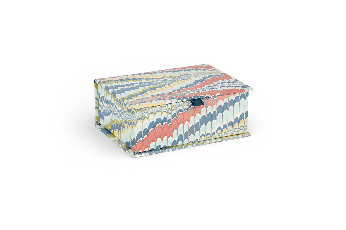 Ocean Wave – Hand Marbled Keepsake Box (6.75” x 5” x 2.75” | 100% Recycled Cotton Paper)