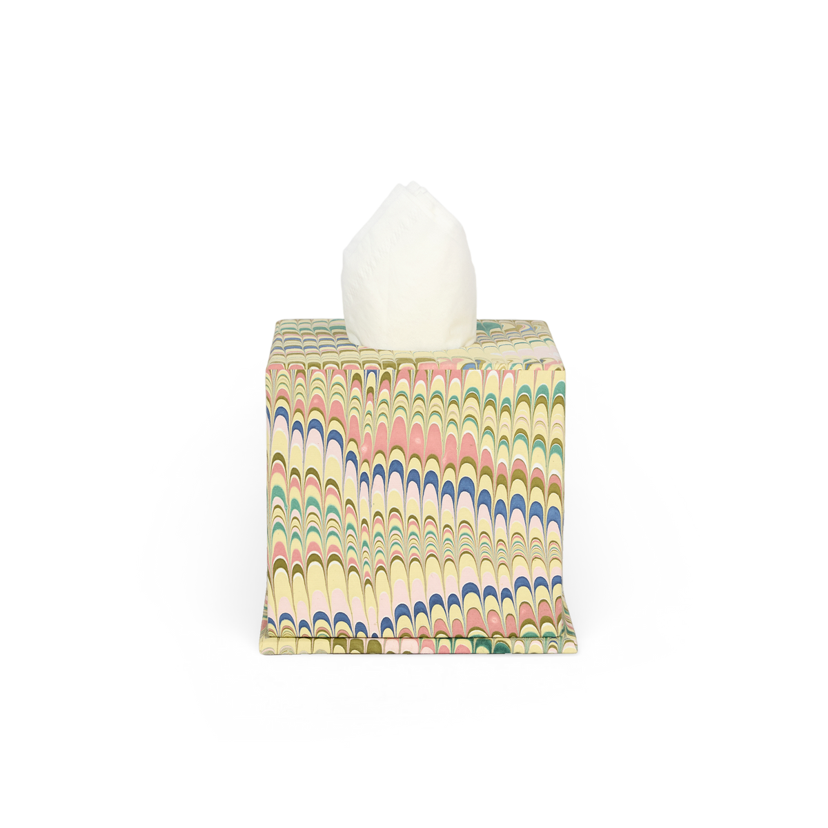 Meadow Wave– Hand Marbled Tissue Box Cover (5.25” H x 5” W x 5” D)