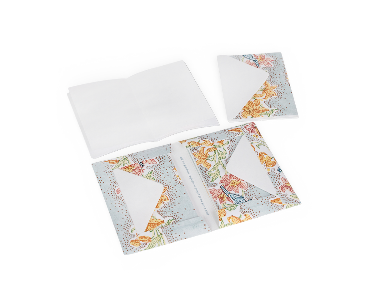 Sky Garden – Hand Printed Greeting Card Folder Set (6” x 4” | 100% Recycled Cotton Paper)