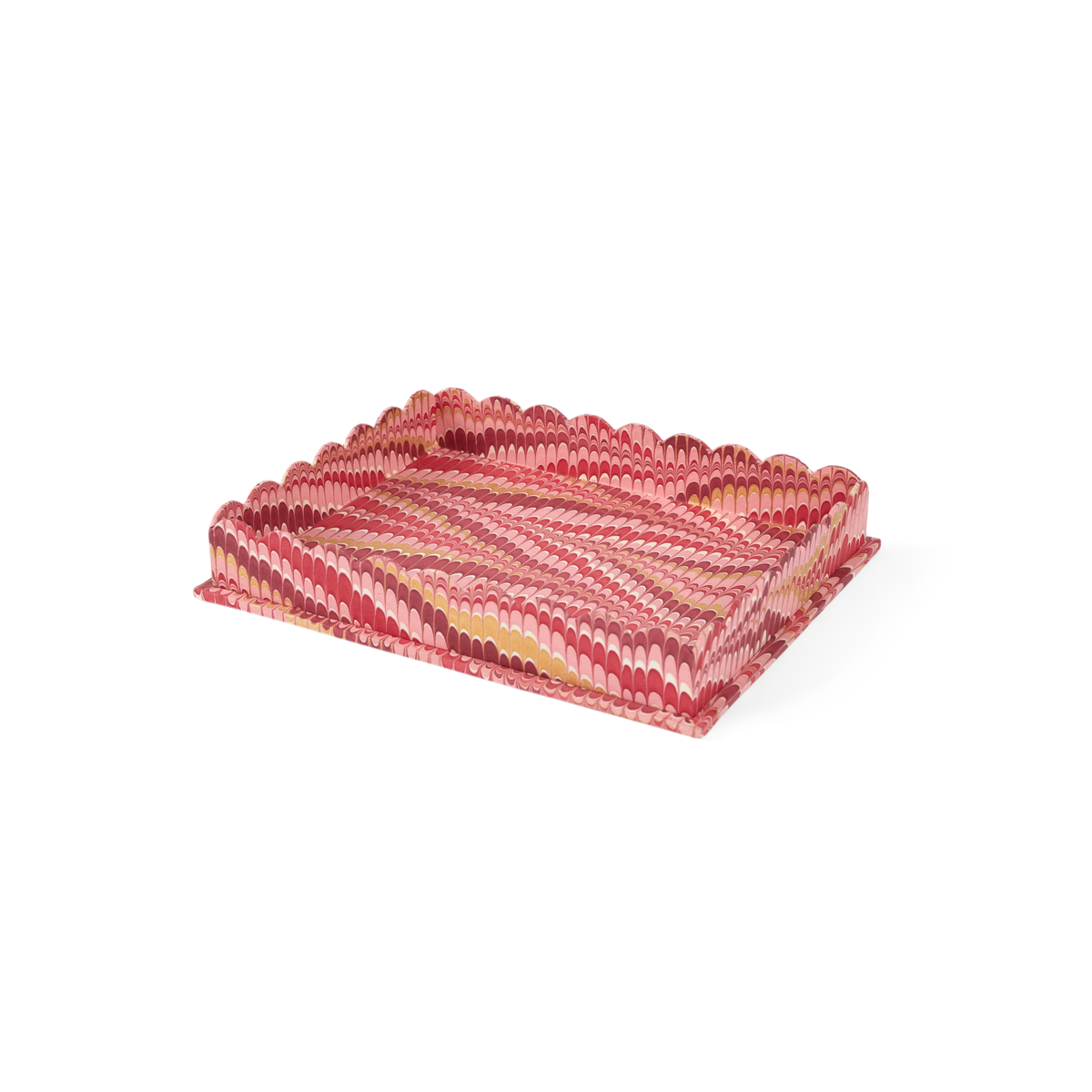Garnet Red Mountain – Hand Marbled Tray Set (Set of 2) (Large: 12" x 9.5" x 1.5") ( Small: 5.5" X 6.75" X 1.5")