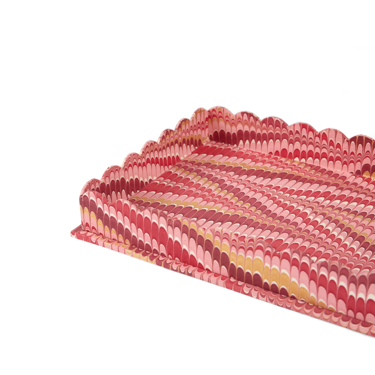 Garnet Red Mountain – Hand Marbled Tray Set (Set of 2) (Large: 12" x 9.5" x 1.5") ( Small: 5.5" X 6.75" X 1.5")