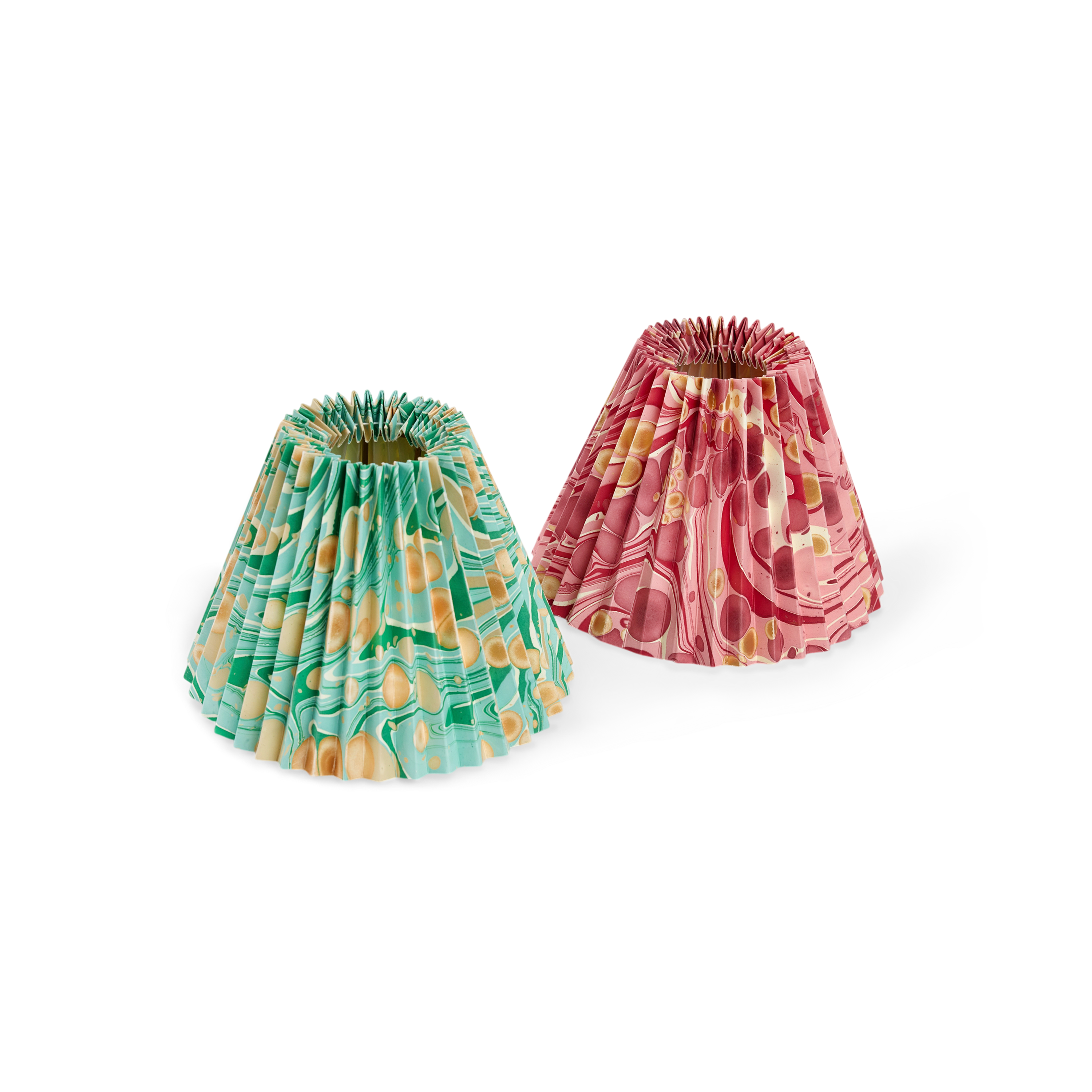 Garnet Red Pebble – Hand Marbled Pleated Lampshade ( 8” H X 10” W x 5.5 Ø | 100% Recycled Cotton Paper)