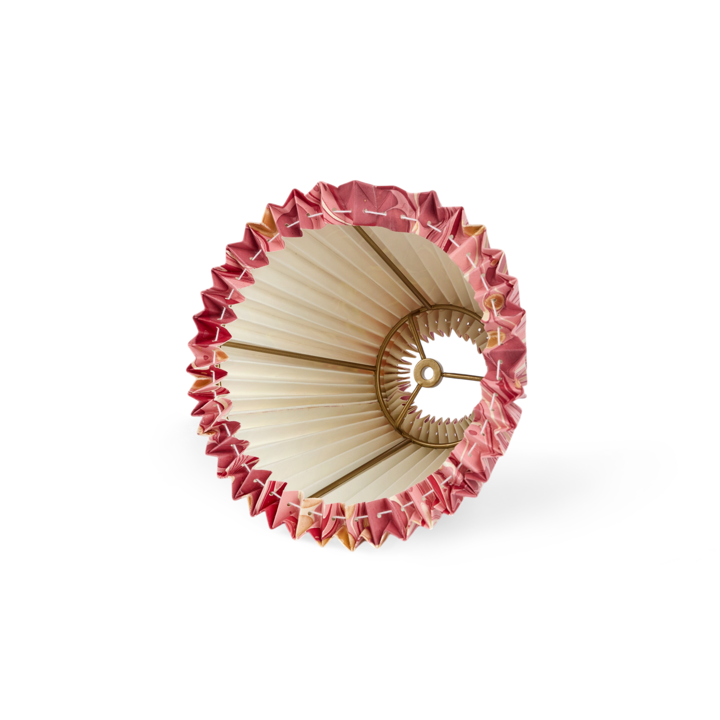 Garnet Red Pebble – Hand Marbled Pleated Lampshade ( 8” H X 10” W x 5.5 Ø | 100% Recycled Cotton Paper)