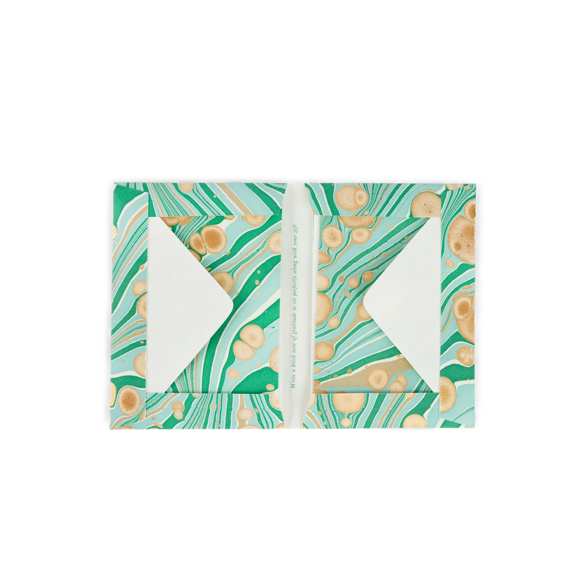 Celadon Green Fire Whirl – Hand Marbled Greeting Card Folder Set (6” x 4” | 100% Recycled Cotton Paper)