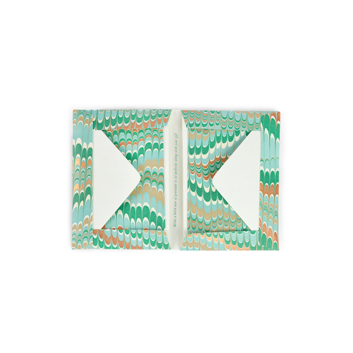 Celadon Green Mountain – Hand Marbled Greeting Card Folder Set (6” x 4” | 100% Recycled Cotton Paper)