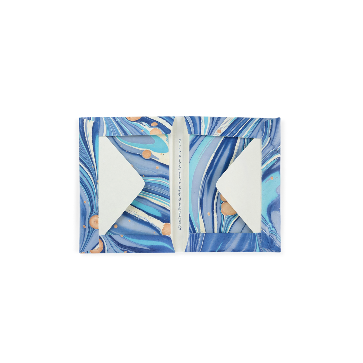 Harbor Blue Fire Whirl – Hand Marbled Greeting Card Folder Set (6” x 4” | 100% Recycled Cotton Paper)