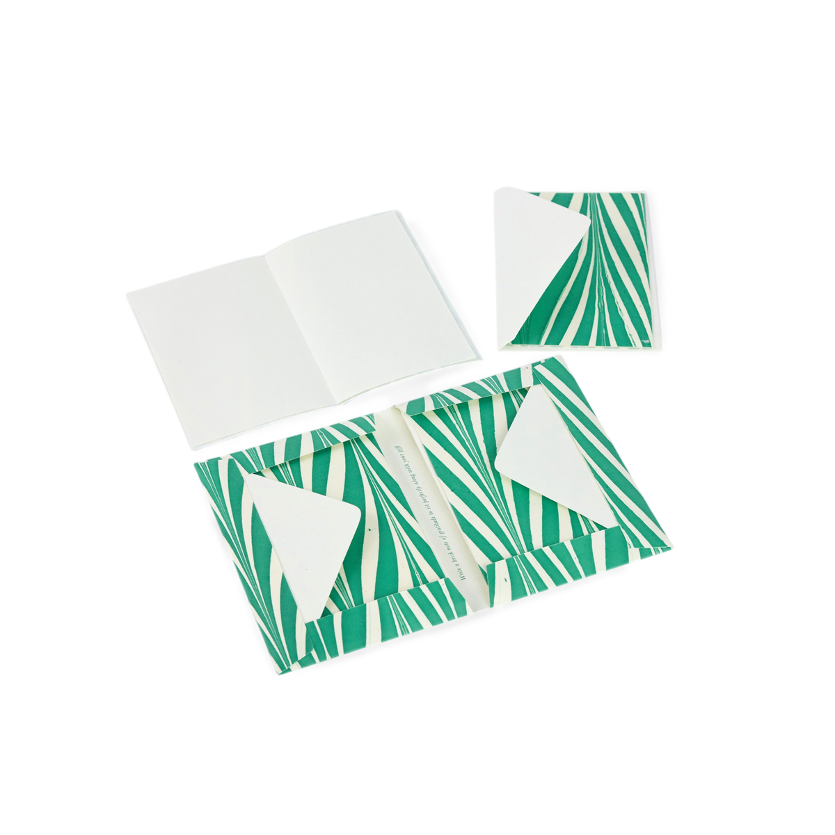 Celadon Green Banyan – Hand Marbled Greeting Card Folder Set (6” x 4” | 100% Recycled Cotton Paper)