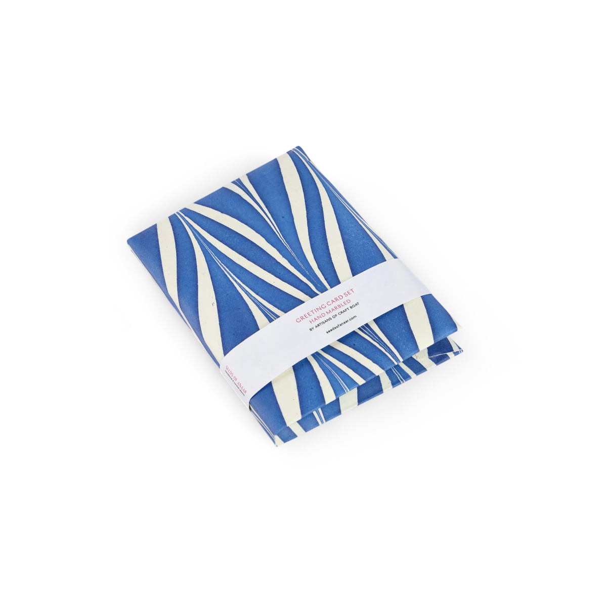 Harbor Blue Banyan – Hand Marbled Greeting Card Folder Set (6” x 4” | 100% Recycled Cotton Paper)