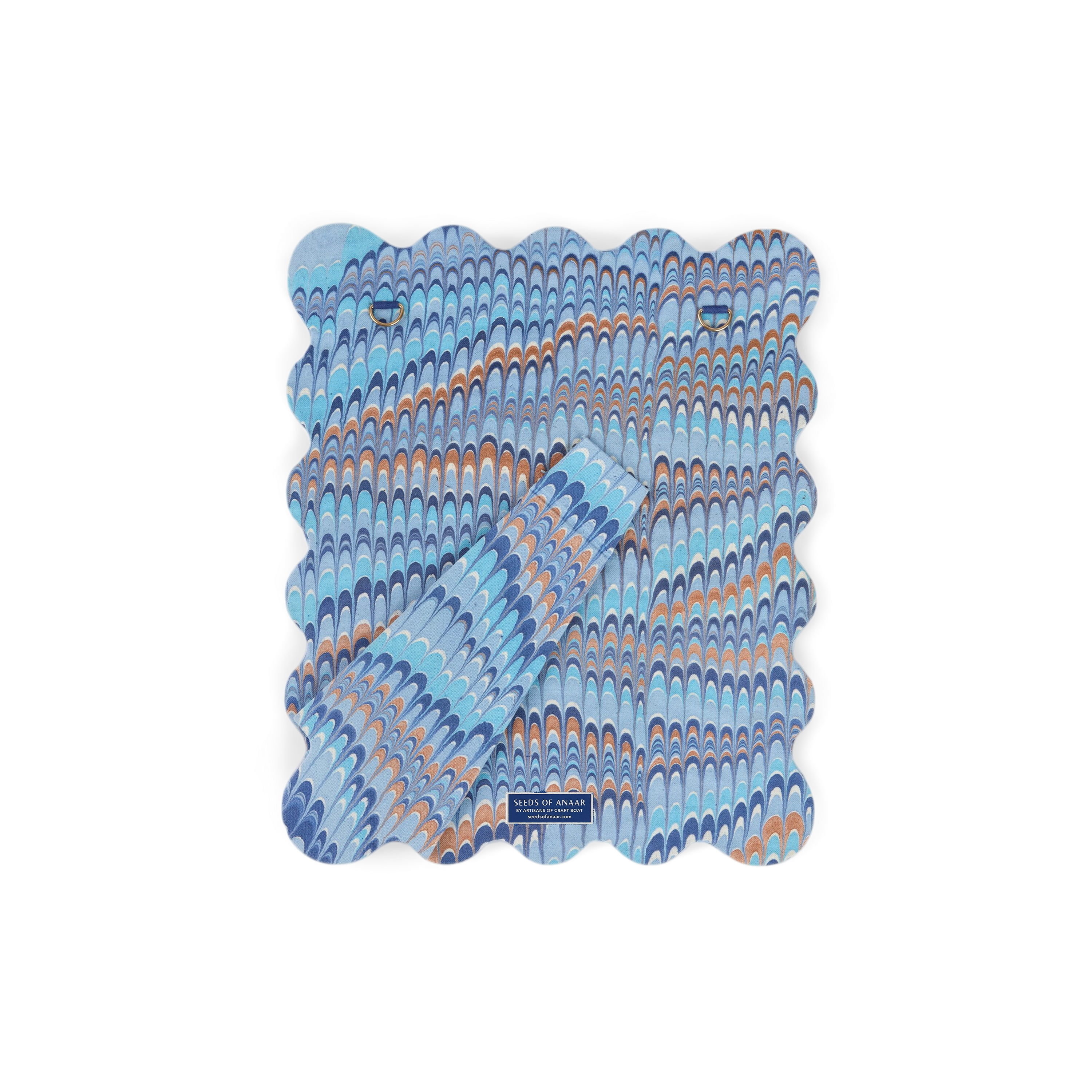 Harbor Blue Mountain – Hand Marbled Scalloped Picture Frame | 12" x 10", fits 7" x 5" photo