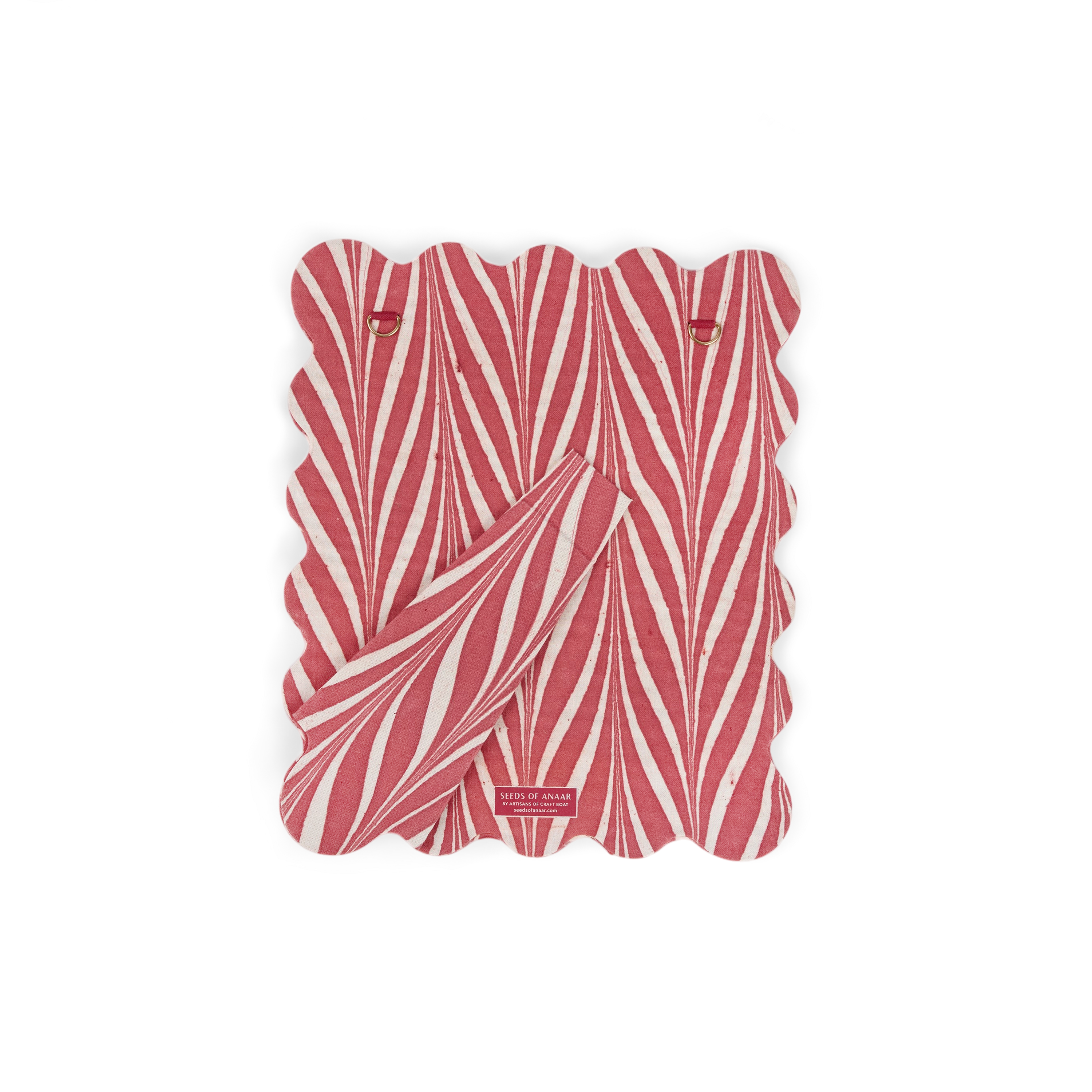 Garnet Red Banyan – Hand Marbled Scalloped Picture Frame | 12" x 10", fits 7" x 5" photo