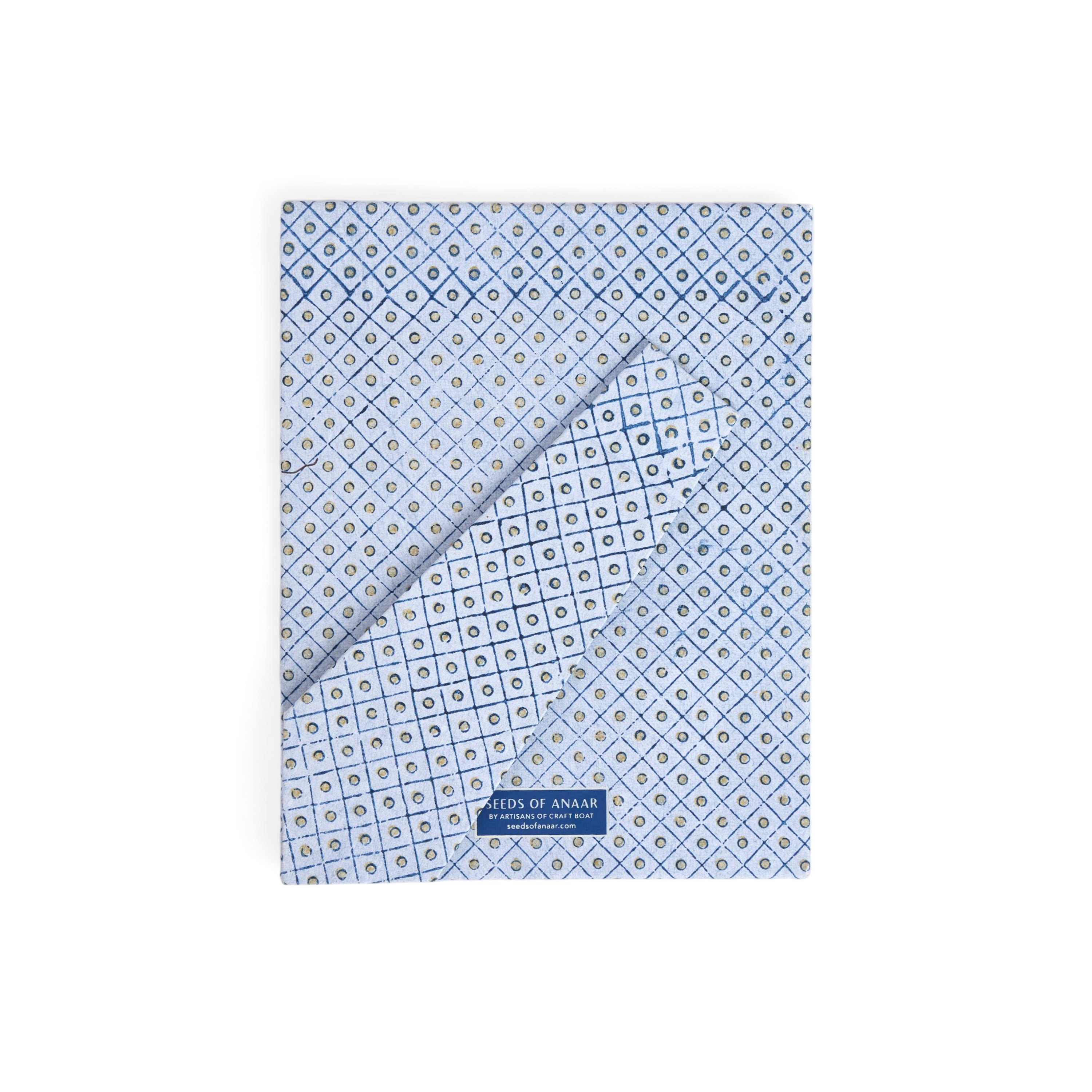 Harbor Blue Floral Stripe – Hand Block Printed Tabletop Picture Frame (7.25" x 5.75", fits 6" x 4" photo)